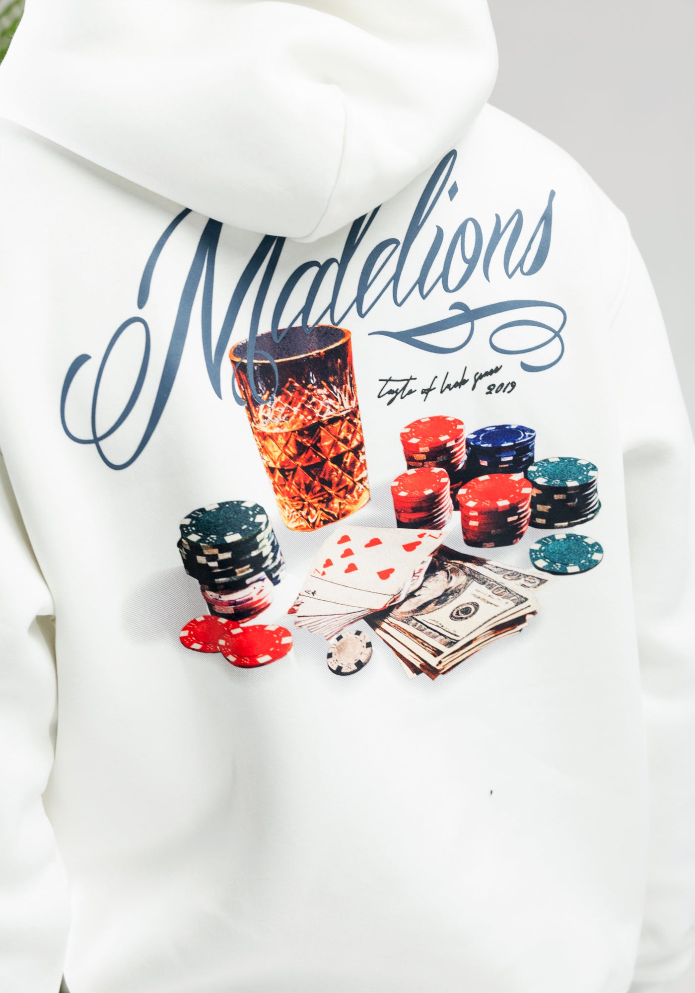 Cotton District MALELIONS PLAYING CARDS HOODIE OFF WHITE