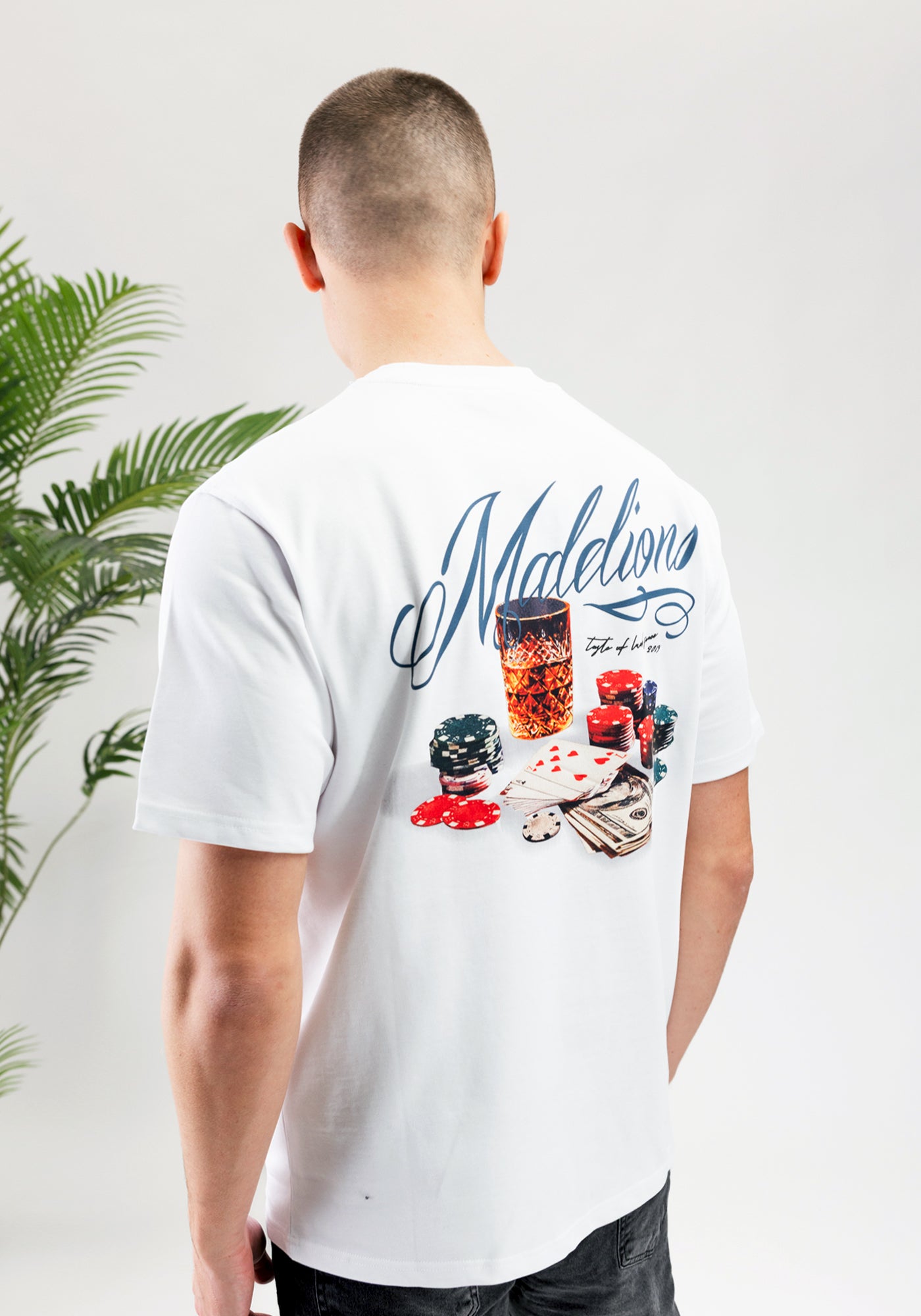 Cotton District MALELIONS PLAYING CARD T-SHIRT WHITE