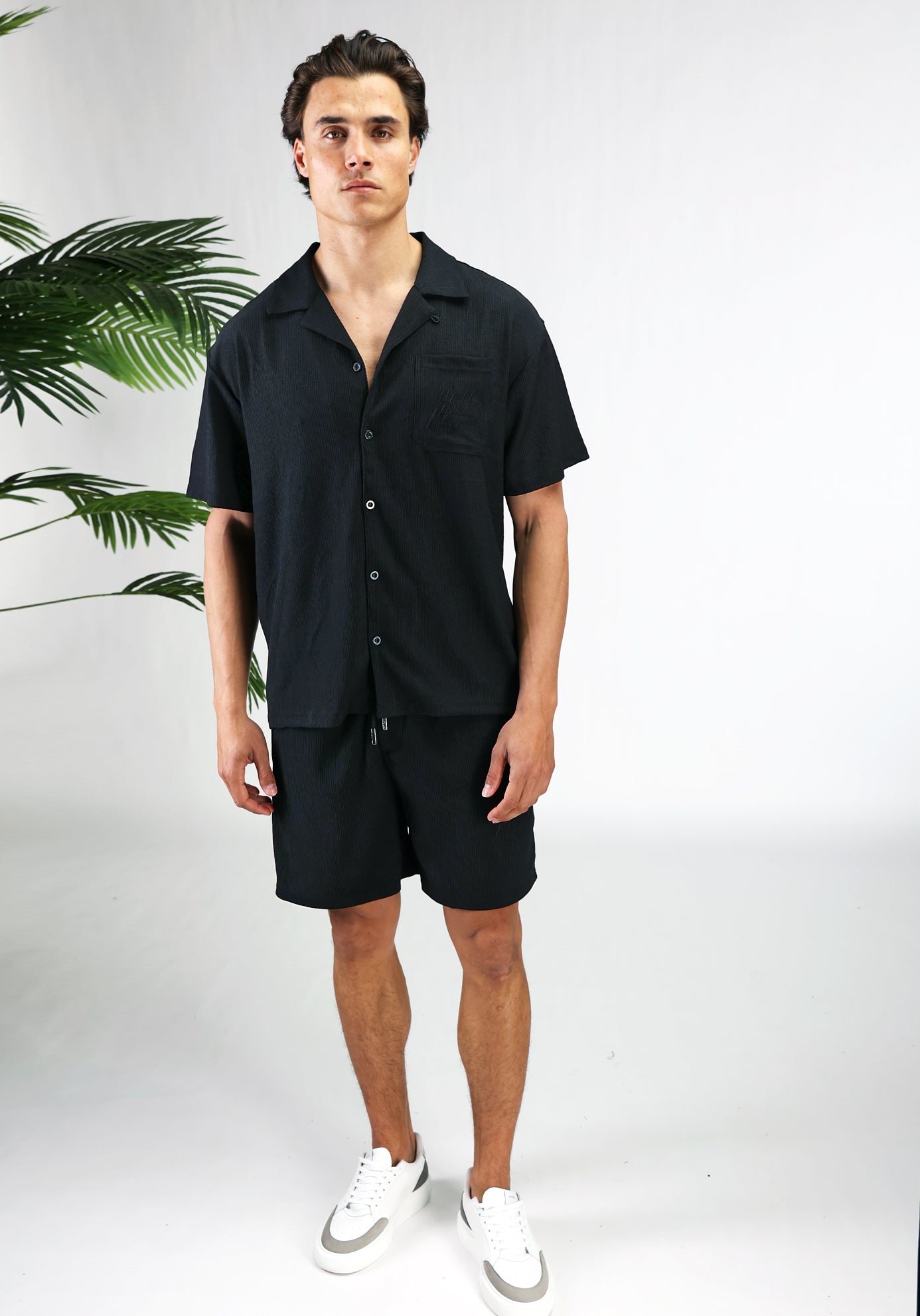 Cotton District MALELIONS SEERSUCKER SET BLACK