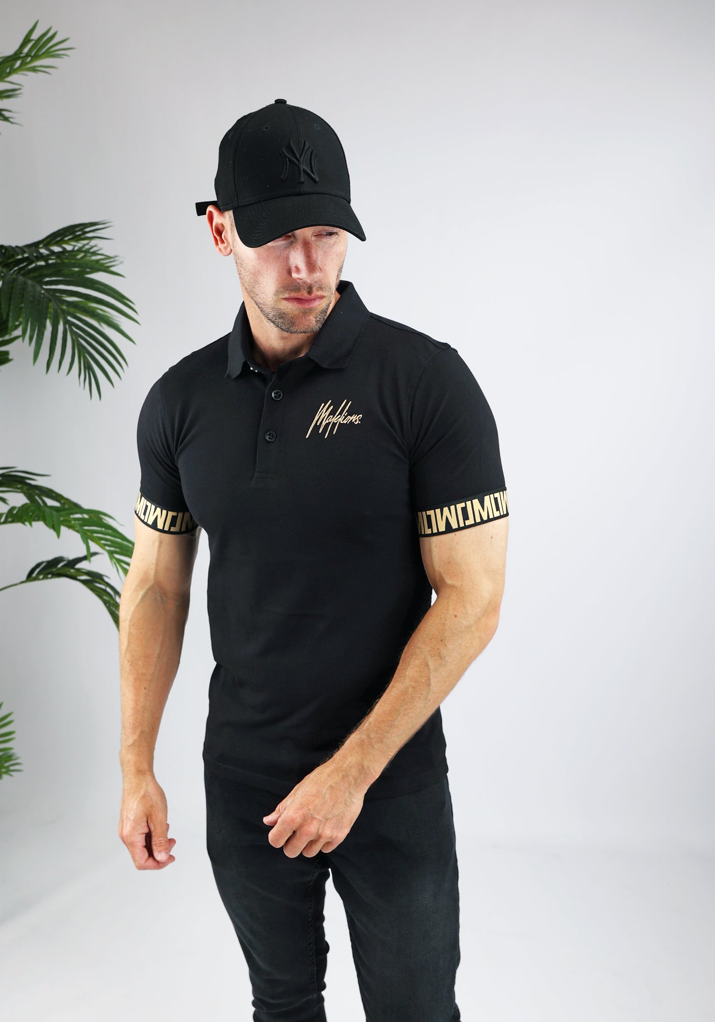 Cotton District MALELIONS VENETIAN POLO BLACK