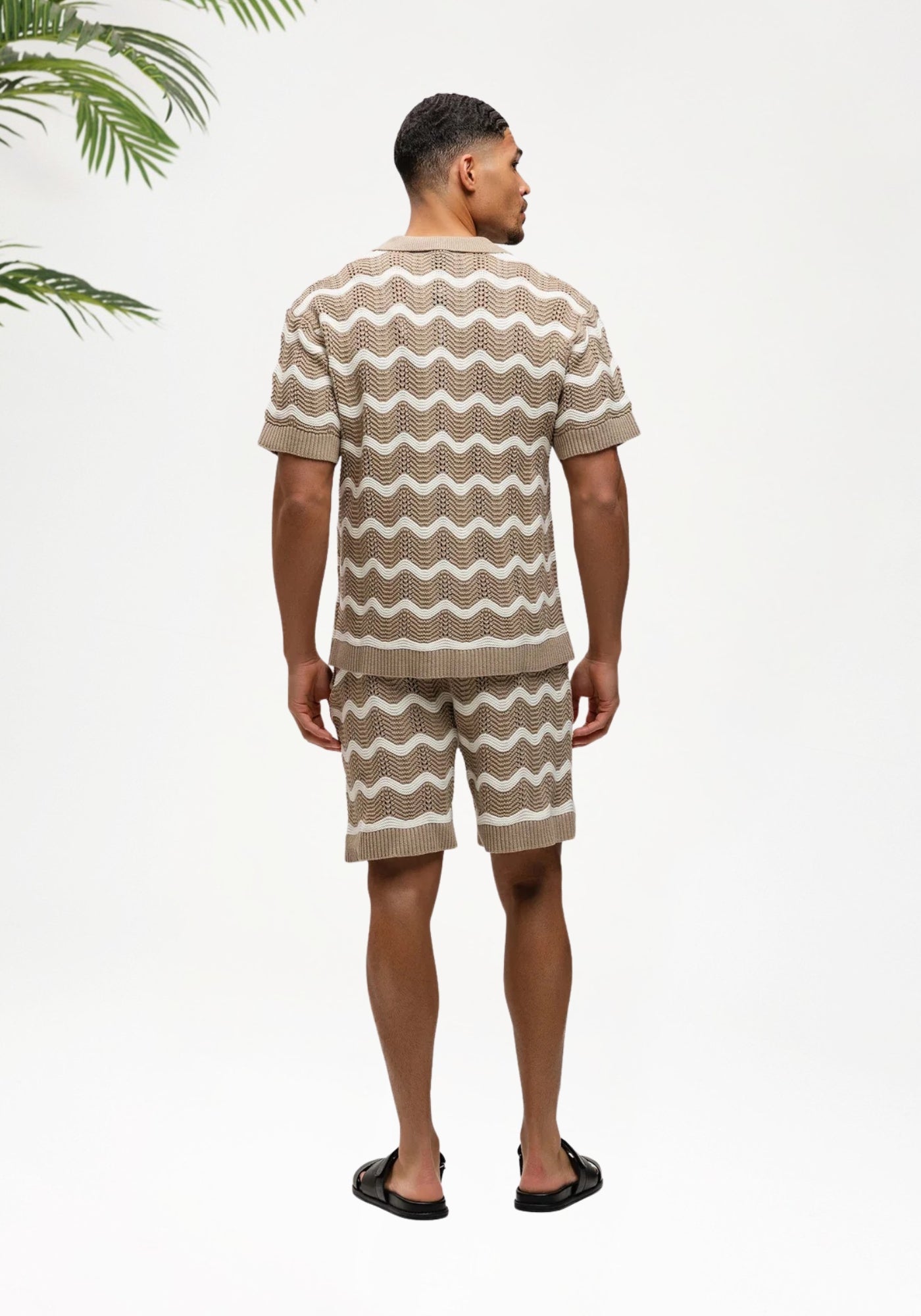Cotton District Malelions Men Wavey Crochet Knitted Shorts Shorts TAUPE