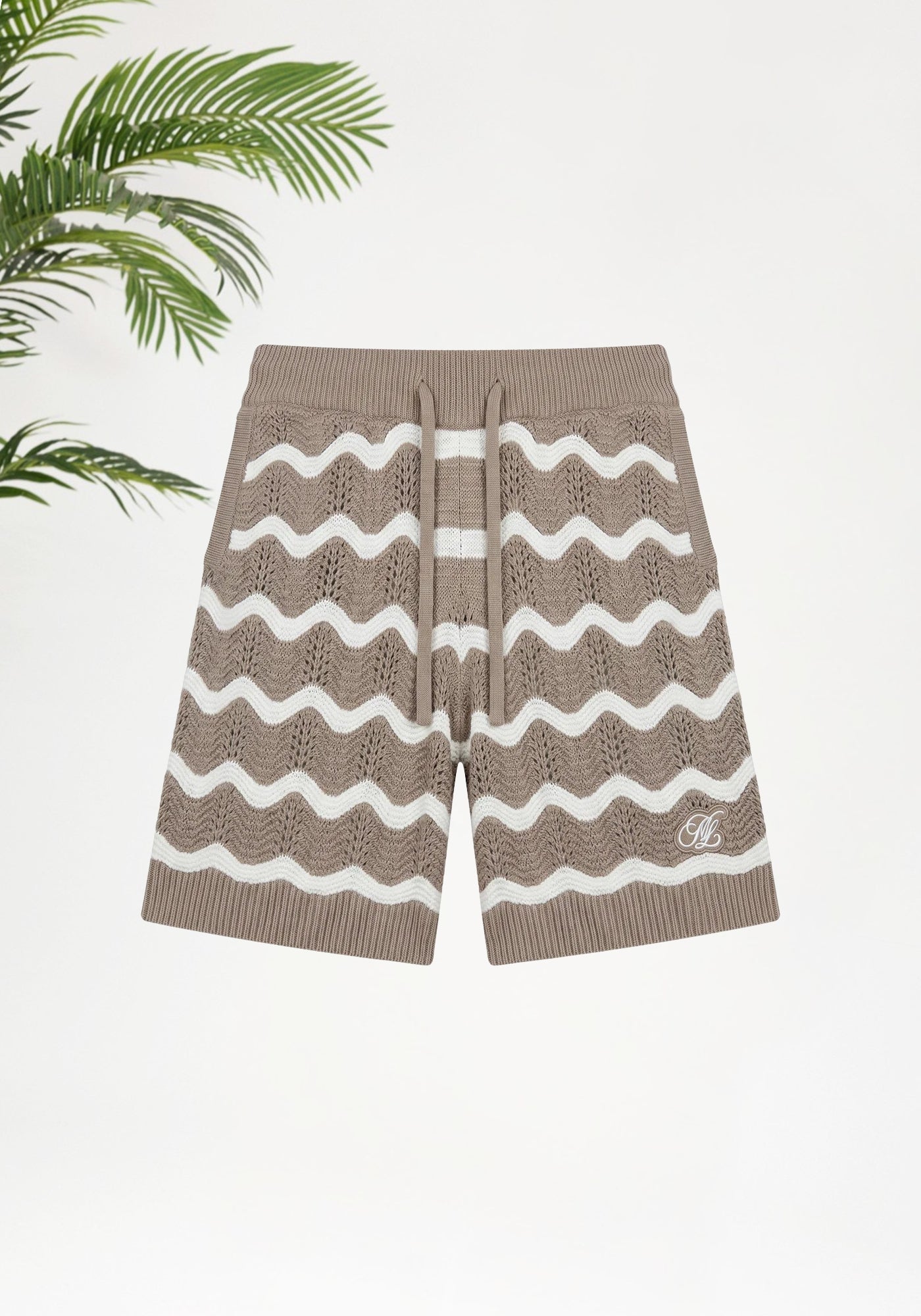 Cotton District Malelions Men Wavey Crochet Knitted Shorts Shorts TAUPE