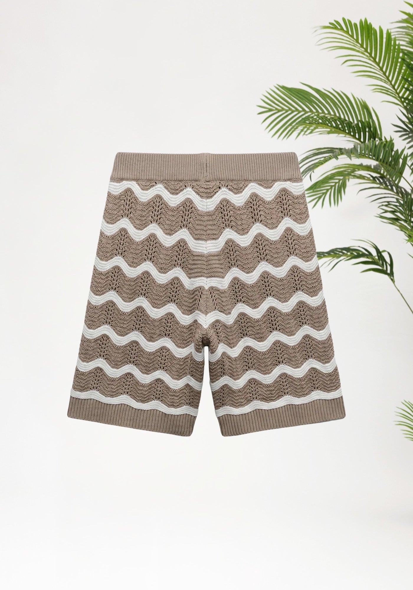 Cotton District Malelions Men Wavey Crochet Knitted Shorts Shorts TAUPE