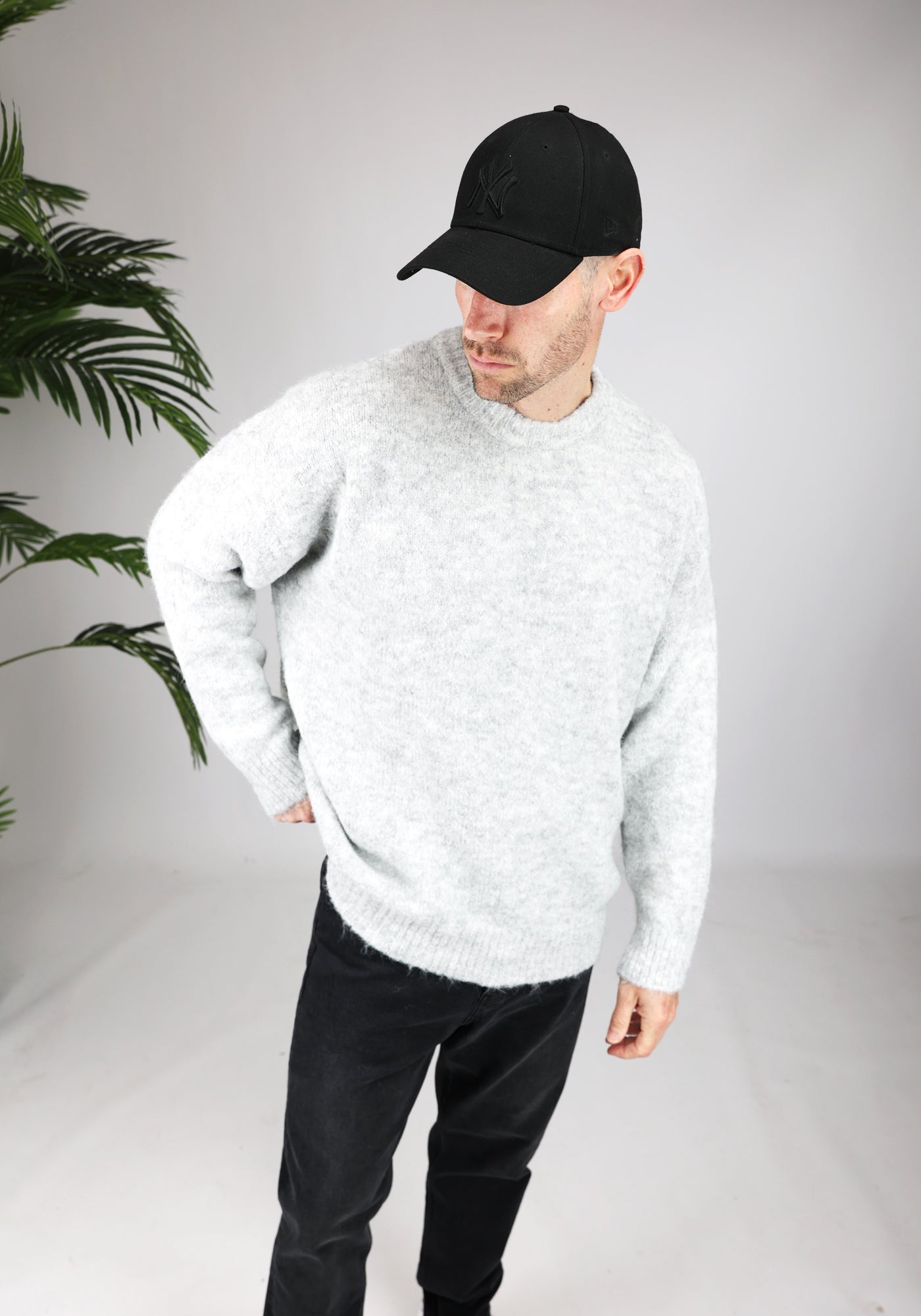 Cotton District OVERSIZED WOOL SWEATER GREY