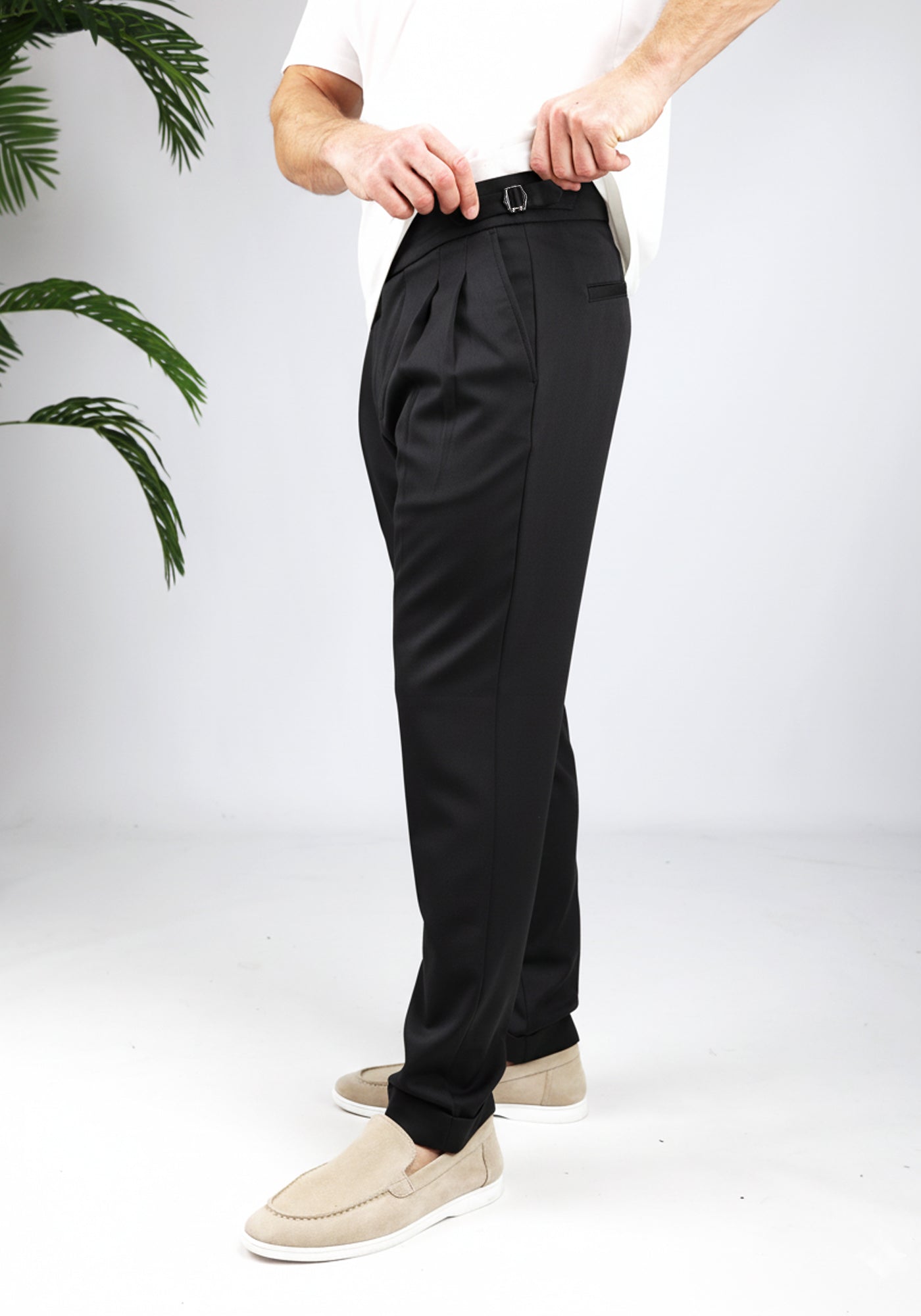 Cotton District PLEATED CHINO BLACK