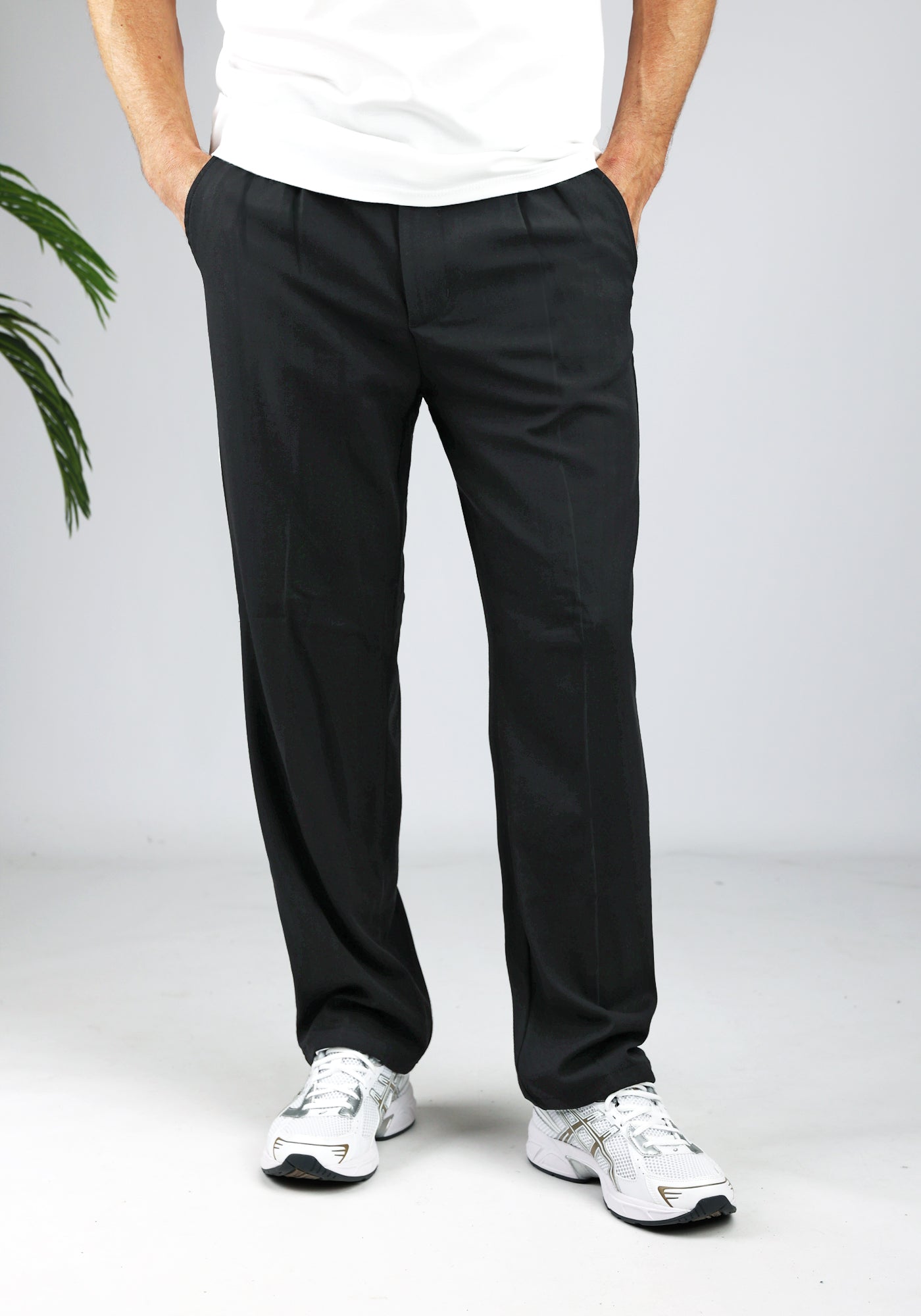Cotton District PLEATED TWILL CHINO BLACK