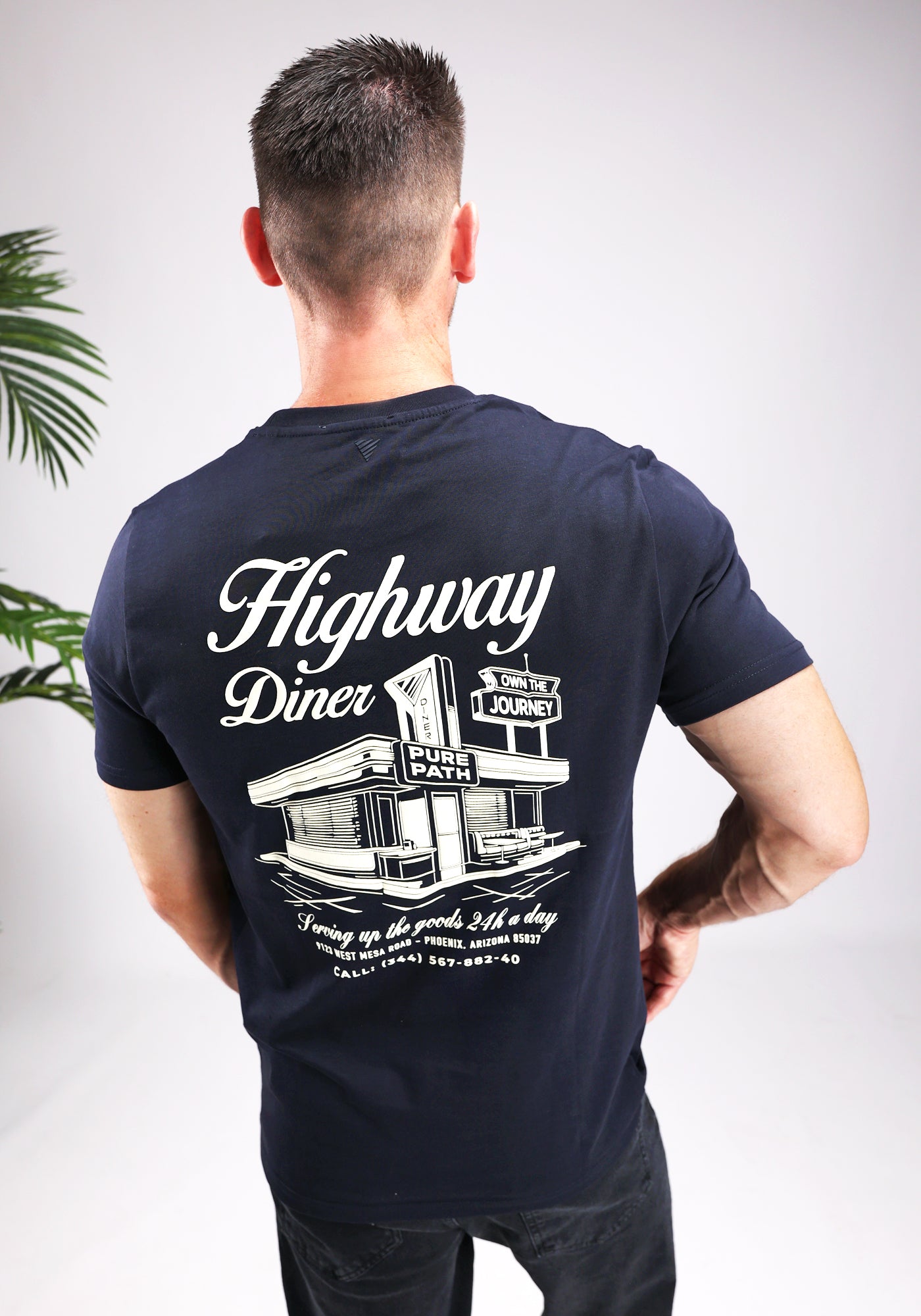 Cotton District PURE PATH - HIGHWAY DINER T-SHIRT T-Shirts NAVY