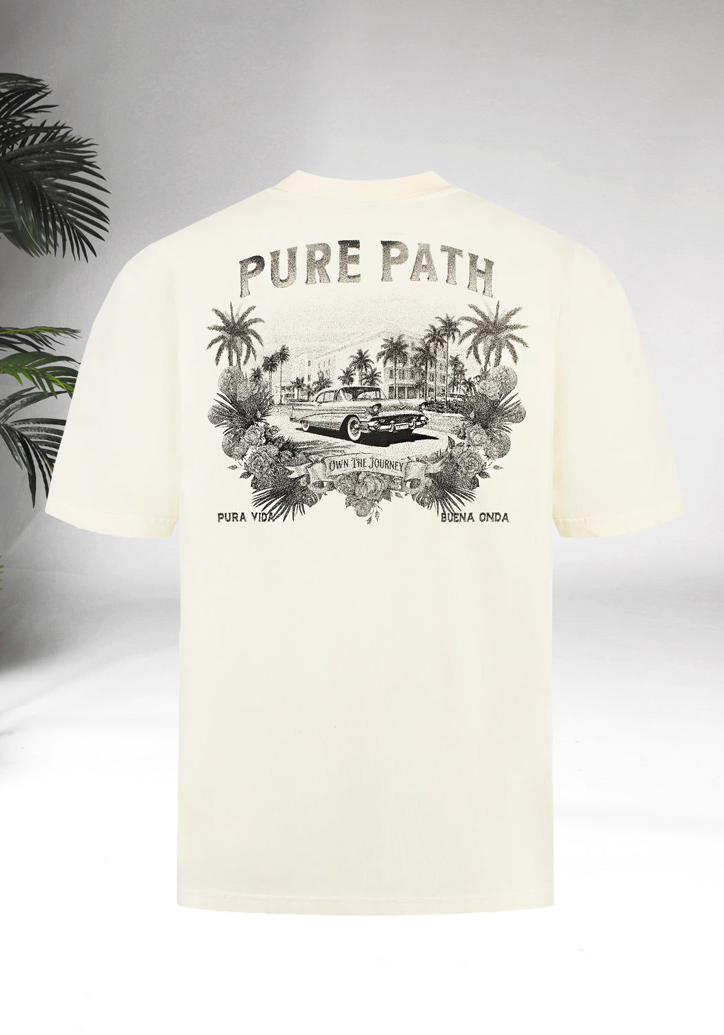 Cotton District PURE PATH - PALM DRIVE T-SHIRT T-Shirts ECRU