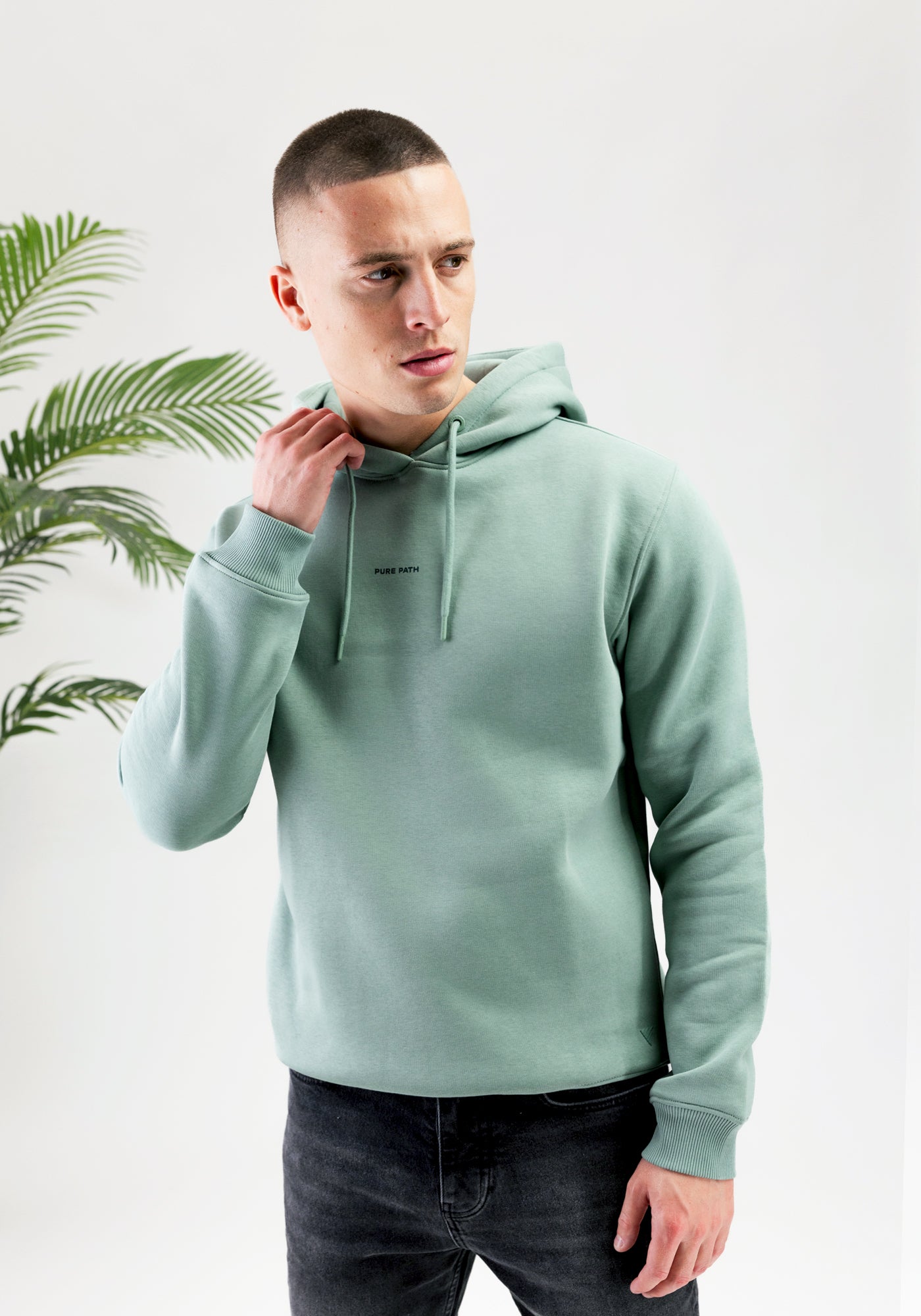 Cotton District PURE PATH ESSENTIAL HOODIE ARMY GREEN
