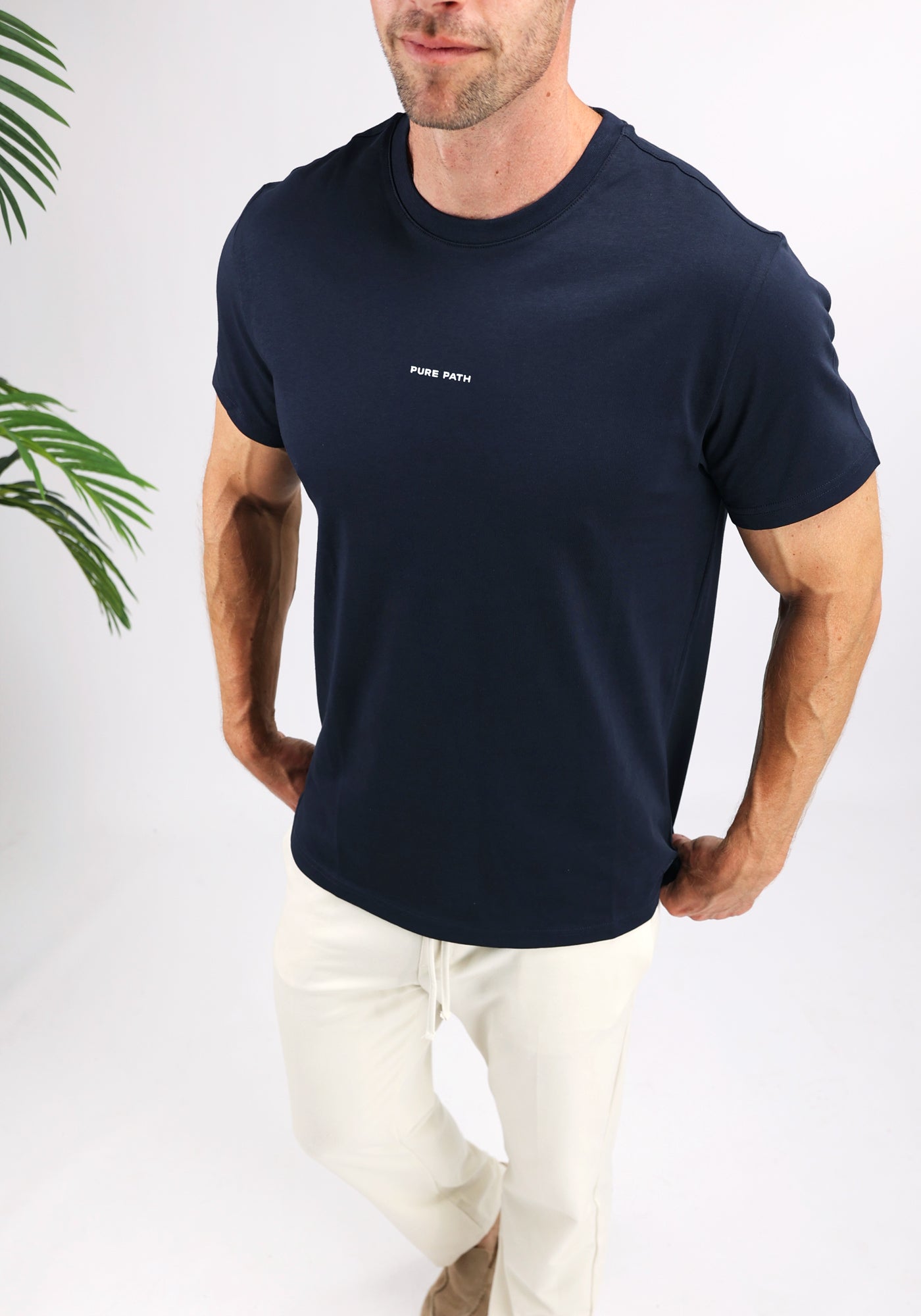 Cotton District PURE PATH ESSENTIAL LOGO T-SHIRT NAVY