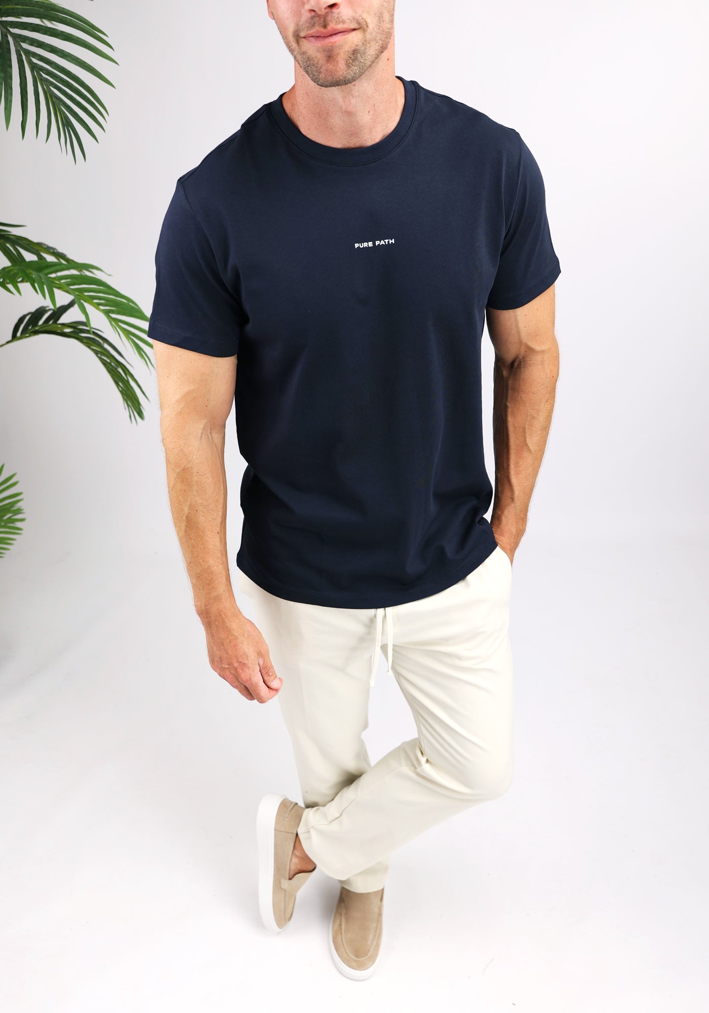 Cotton District PURE PATH ESSENTIAL LOGO T-SHIRT NAVY