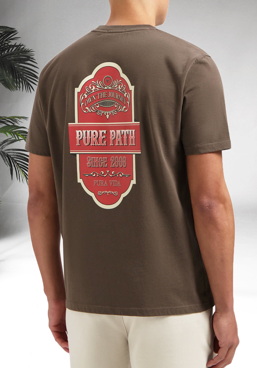 Cotton District PURE PATH LATIN SPIRIT T-SHIRT BROWN