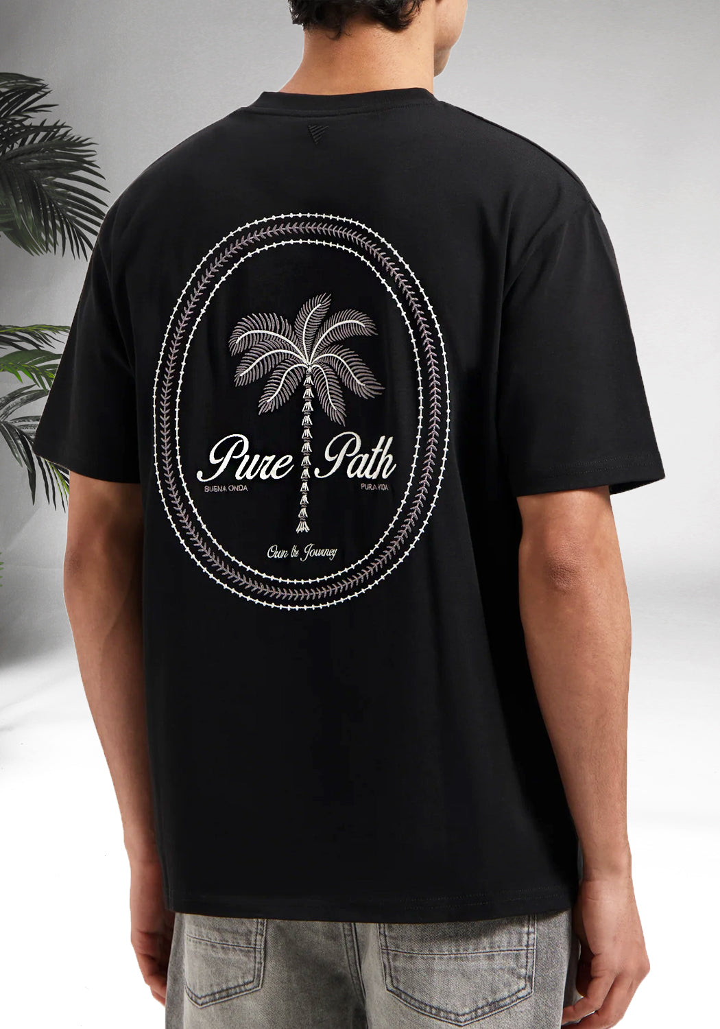 Cotton District PURE PATH STITCHED PARADISE T-SHIRT BLACK