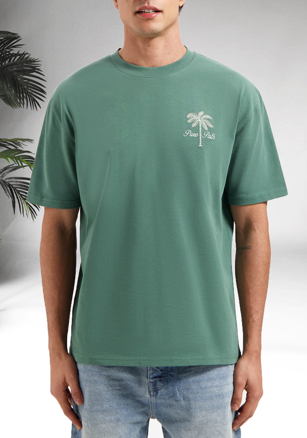 Cotton District PURE PATH STITCHED PARADISE T-SHIRT FADED GREEN