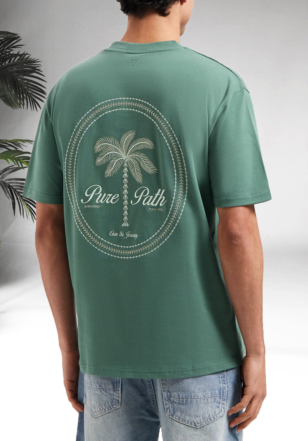 Cotton District PURE PATH STITCHED PARADISE T-SHIRT FADED GREEN