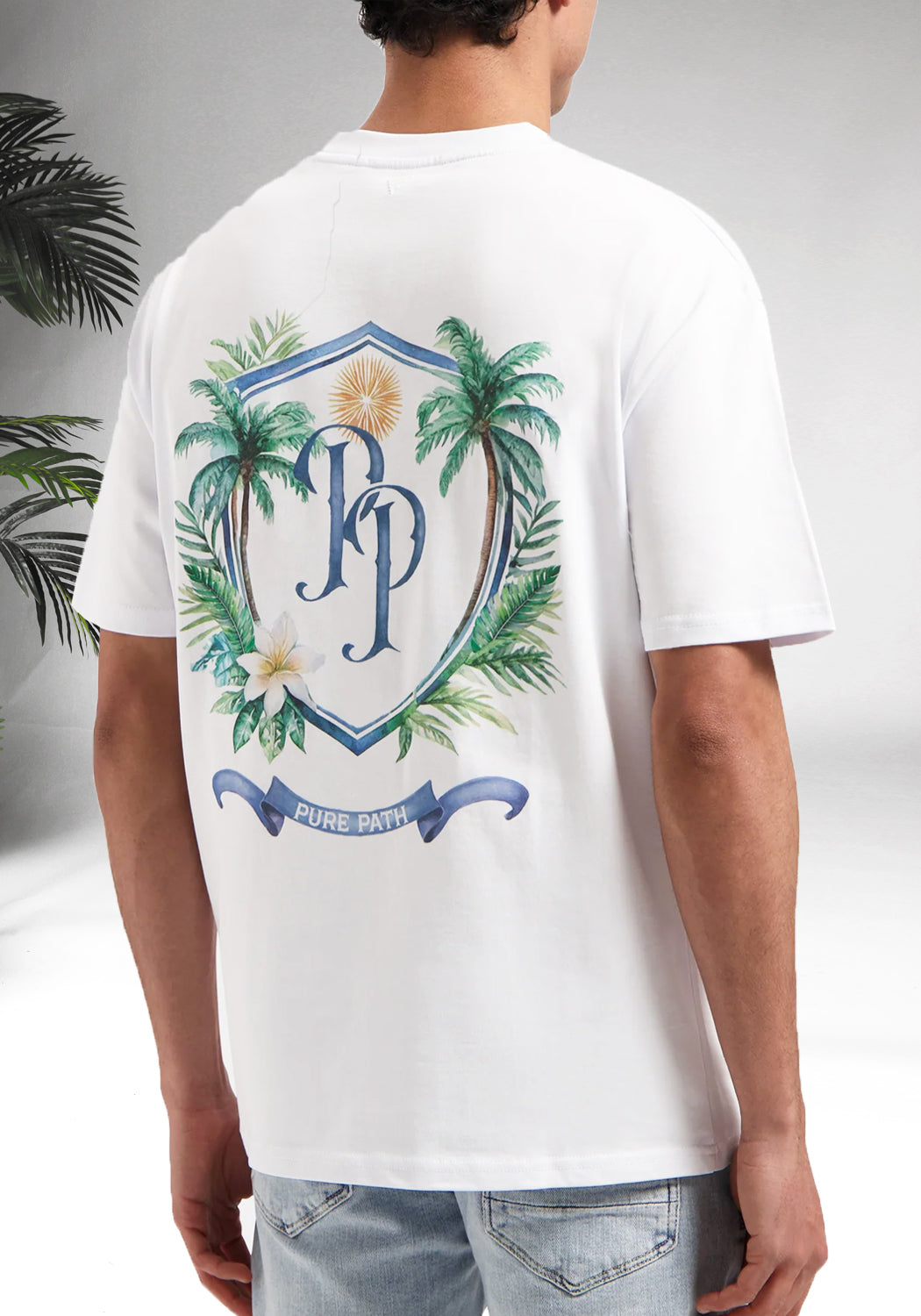 Cotton District PURE PATH – TROPICAL CREST T-SHIRT T-Shirts WHITE