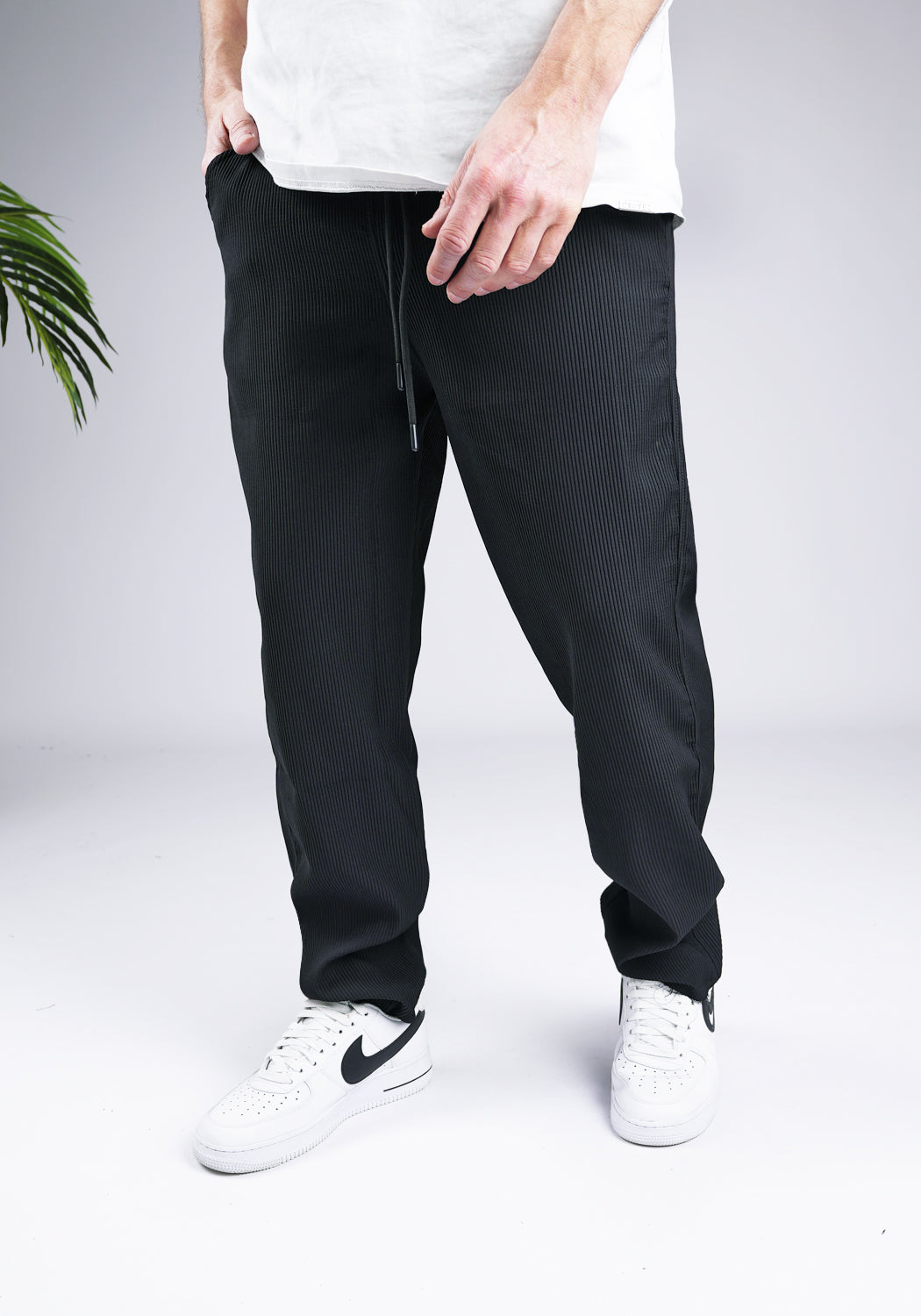 Cotton District RIBBED JOGGER BLACK