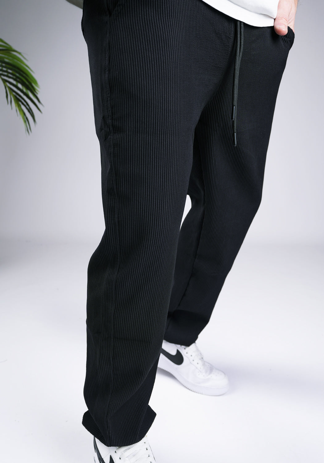 Cotton District RIBBED JOGGER BLACK