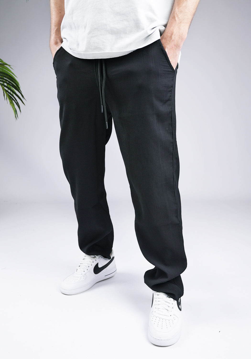 Cotton District RIBBED JOGGER BLACK