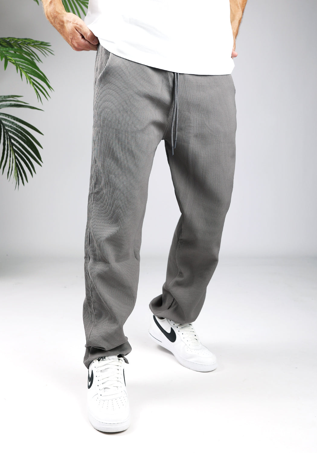 Cotton District RIBBED JOGGER STONE