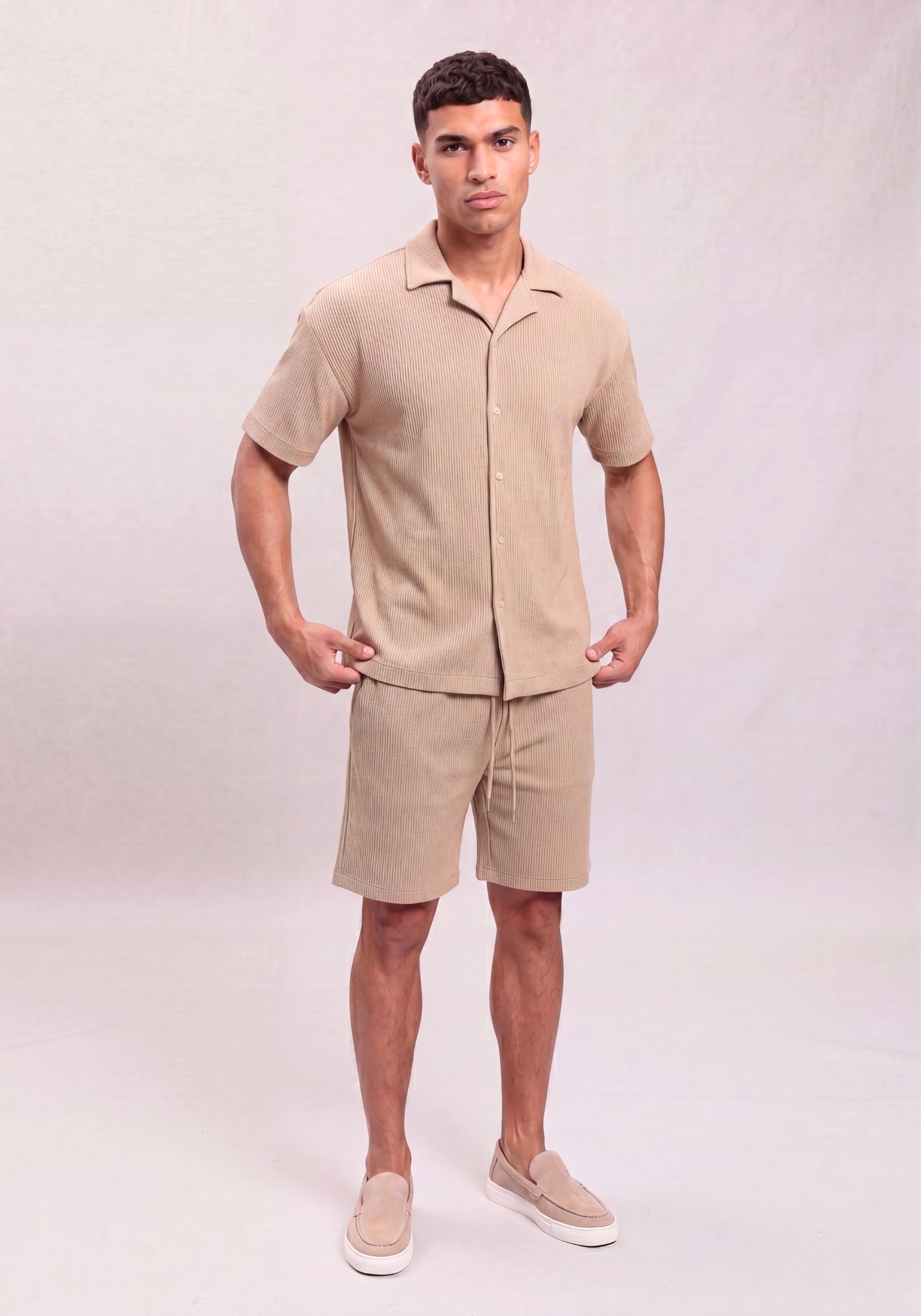 Cotton District RIBBED SUMMER SET BEIGE