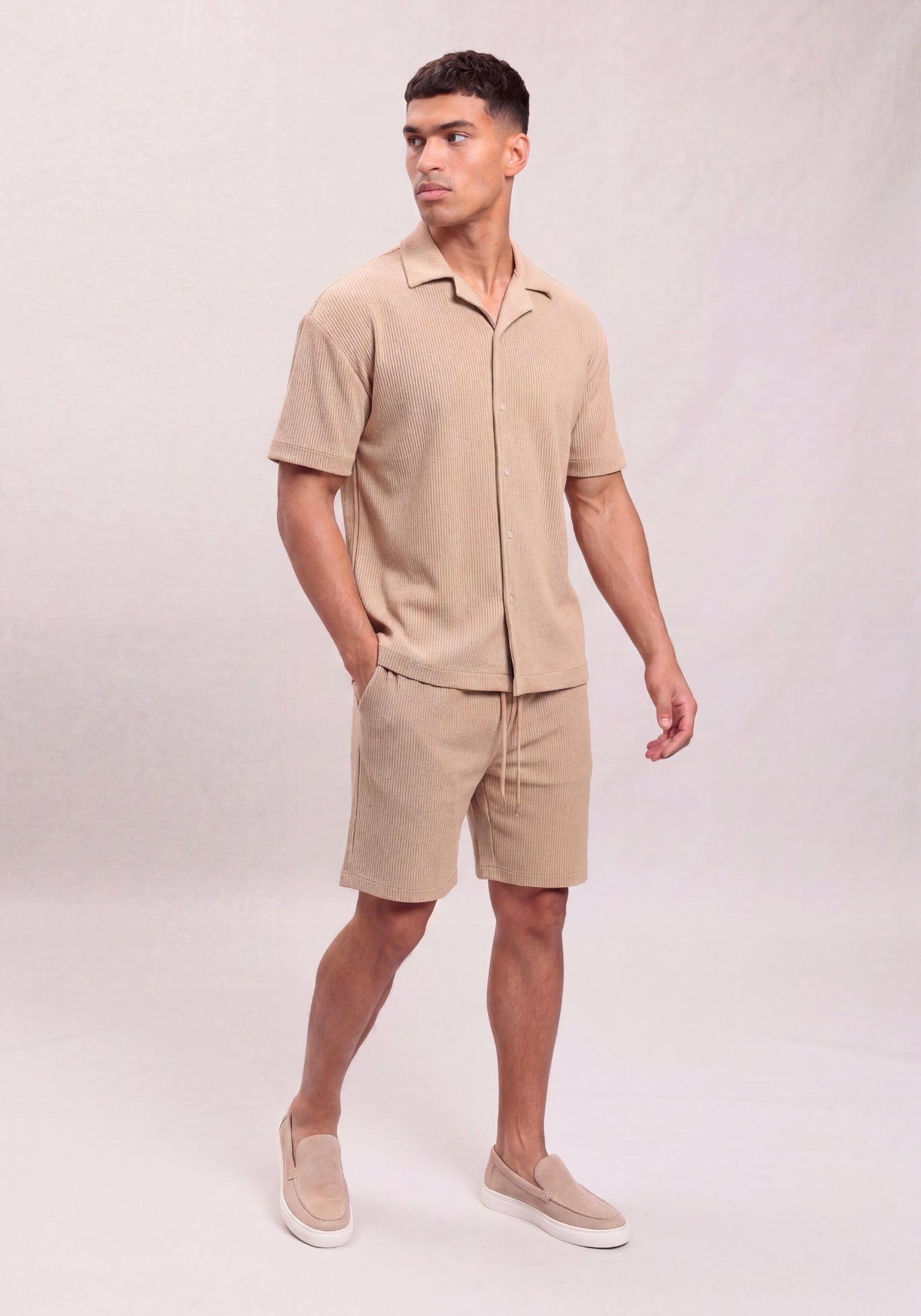 Cotton District RIBBED SUMMER SET BEIGE