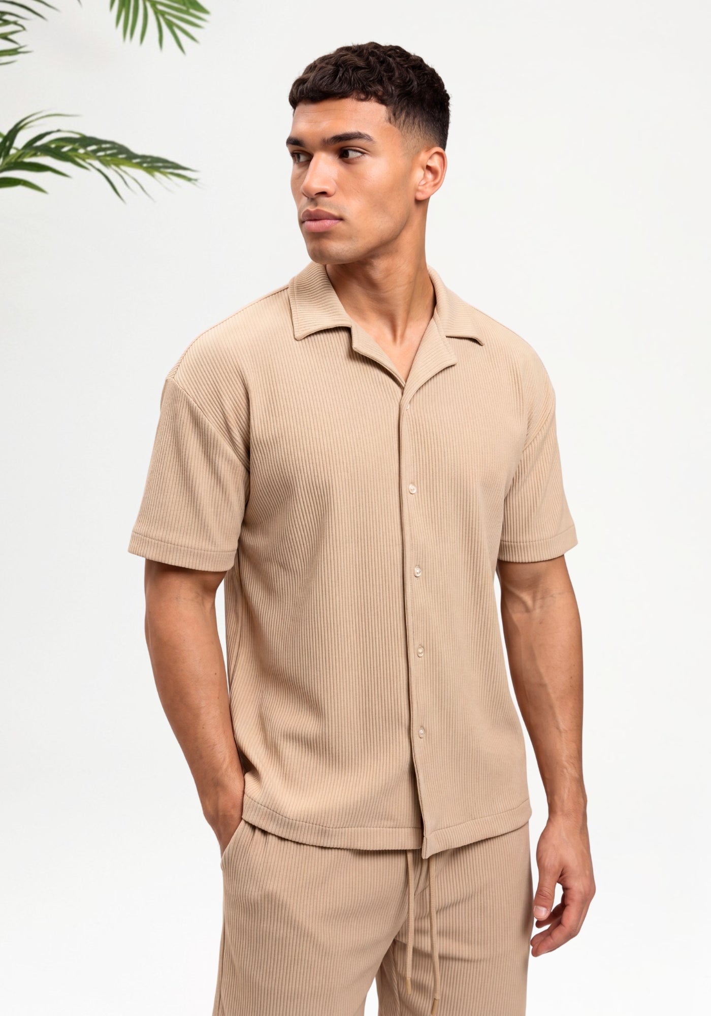 Cotton District RIBBED SUMMER SET BEIGE