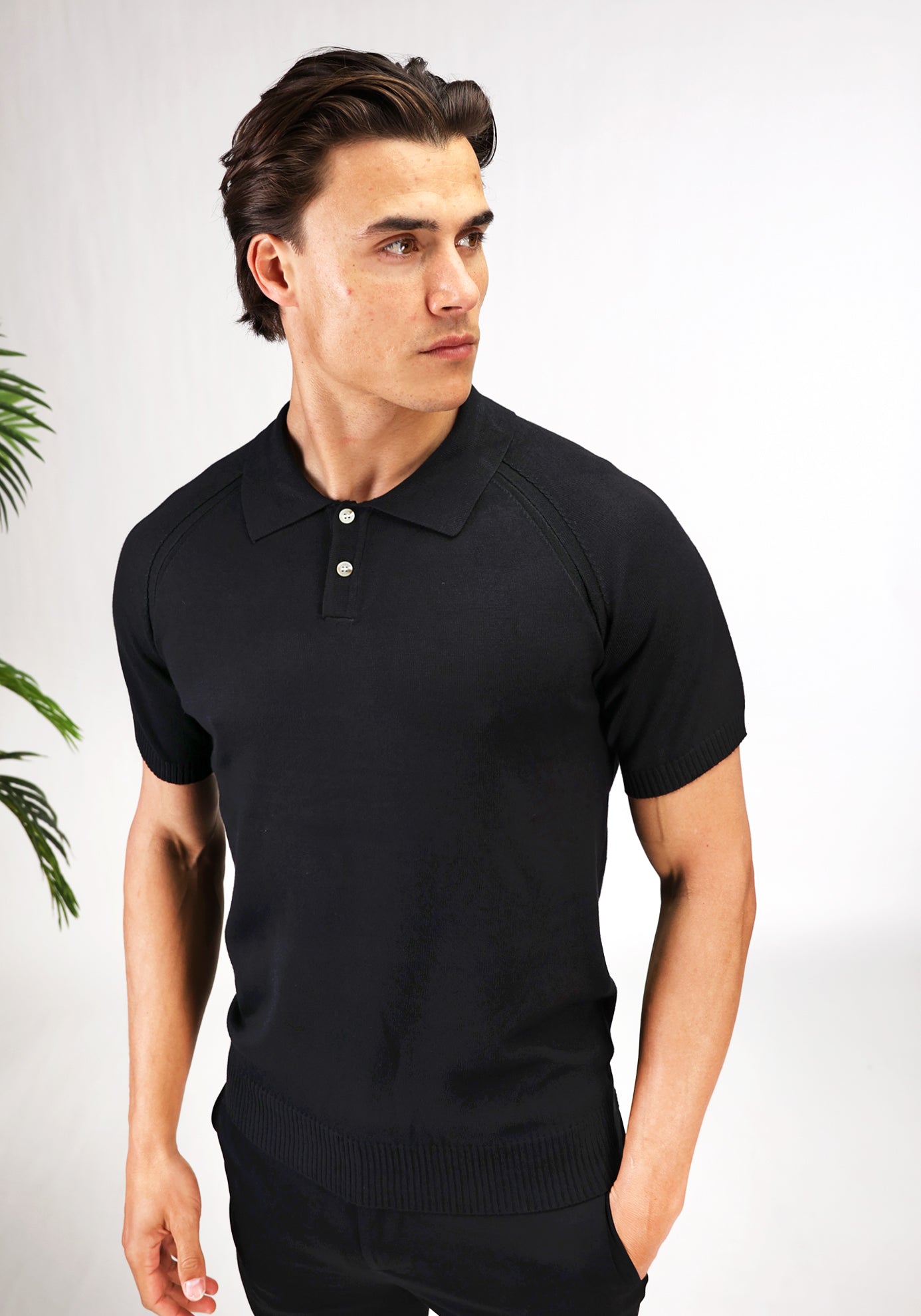 Cotton District SOFT BUTTON POLO BLACK