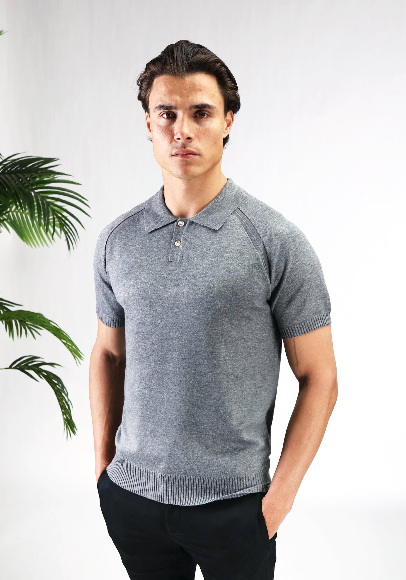 Cotton District SOFT BUTTON POLO GREY