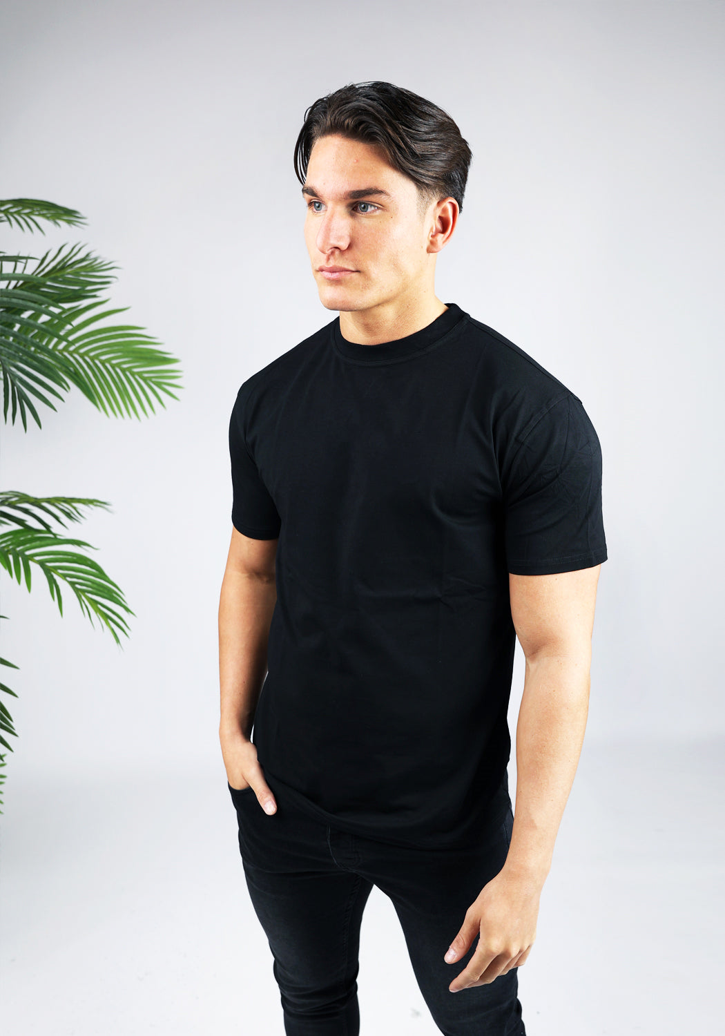 Cotton District STRAIGHT FIT STRETCH T-SHIRT BLACK