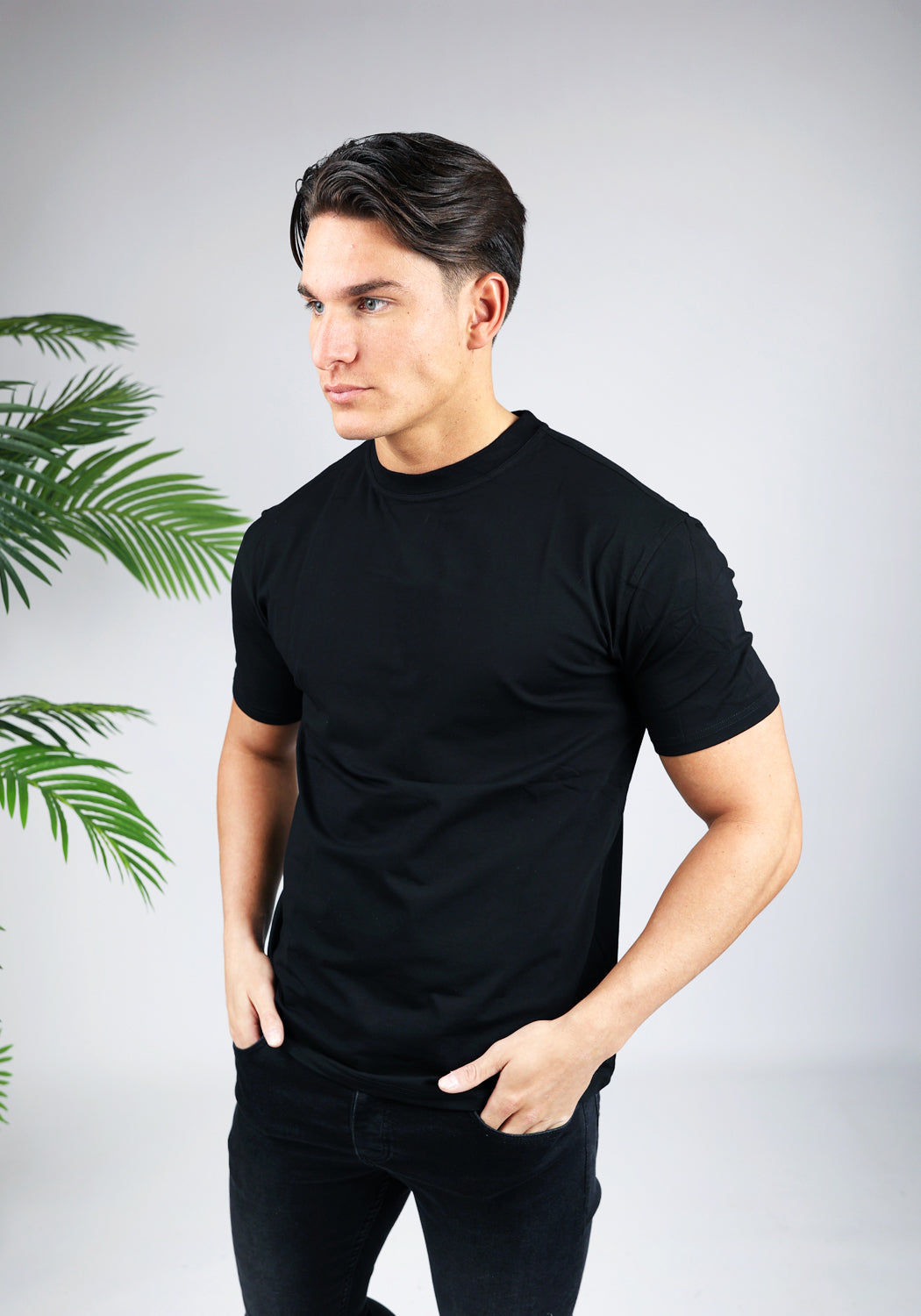 Cotton District STRAIGHT FIT STRETCH T-SHIRT BLACK