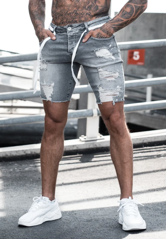 Cotton District TIPPIE DENIM SHORTS GREY