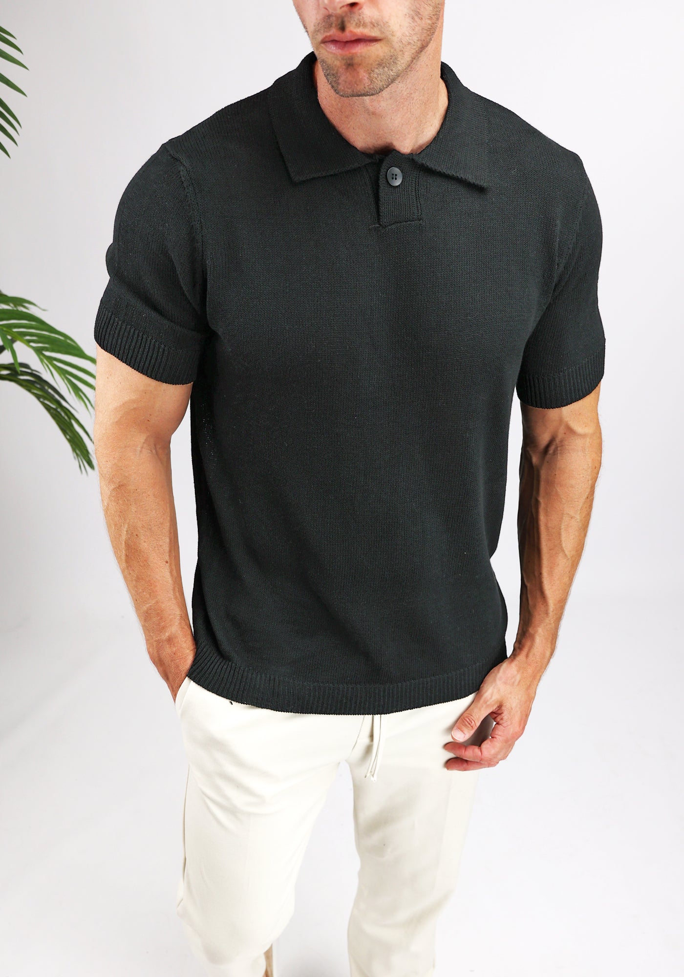 Cotton District TOGGLE POLO T-Shirts BLACK