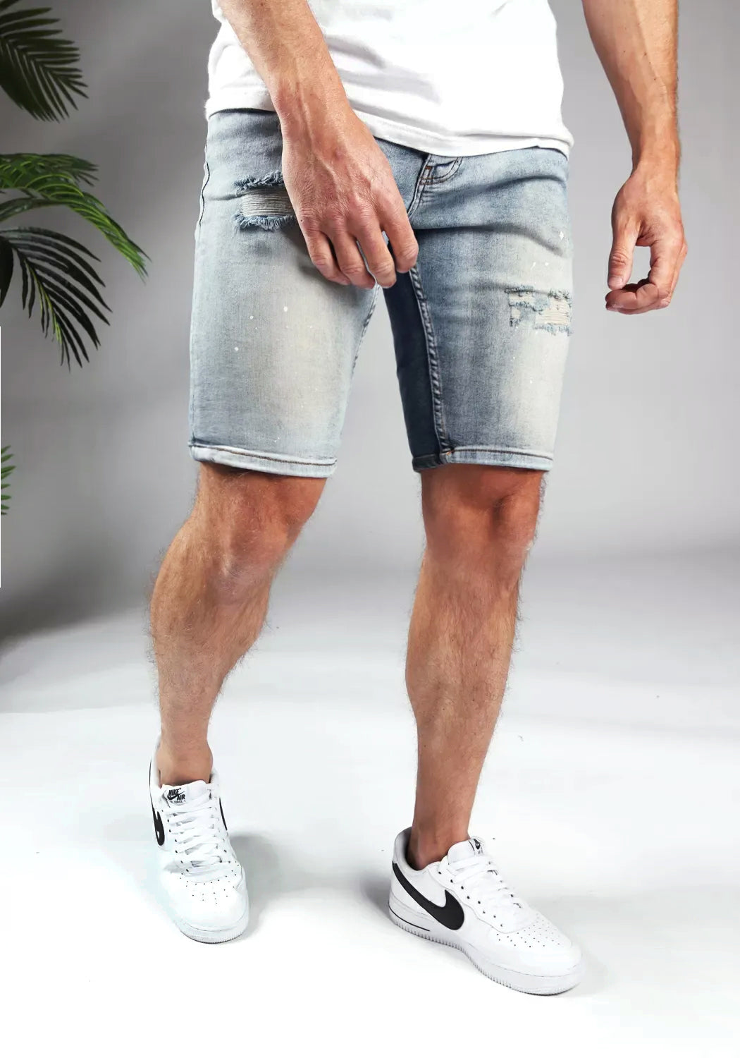 Cotton District TRENCH DENIM SHORTS WASHED BLUE