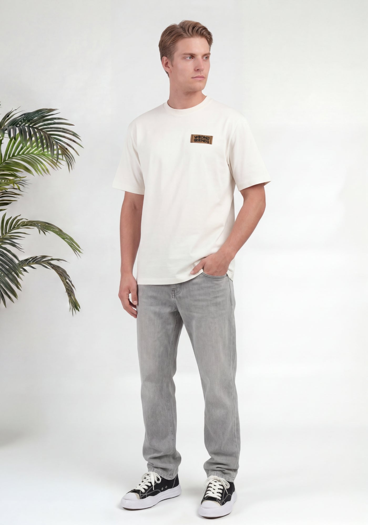Cotton District WRONG FRIENDS GILROY T-SHIRT T-Shirts BEIGE