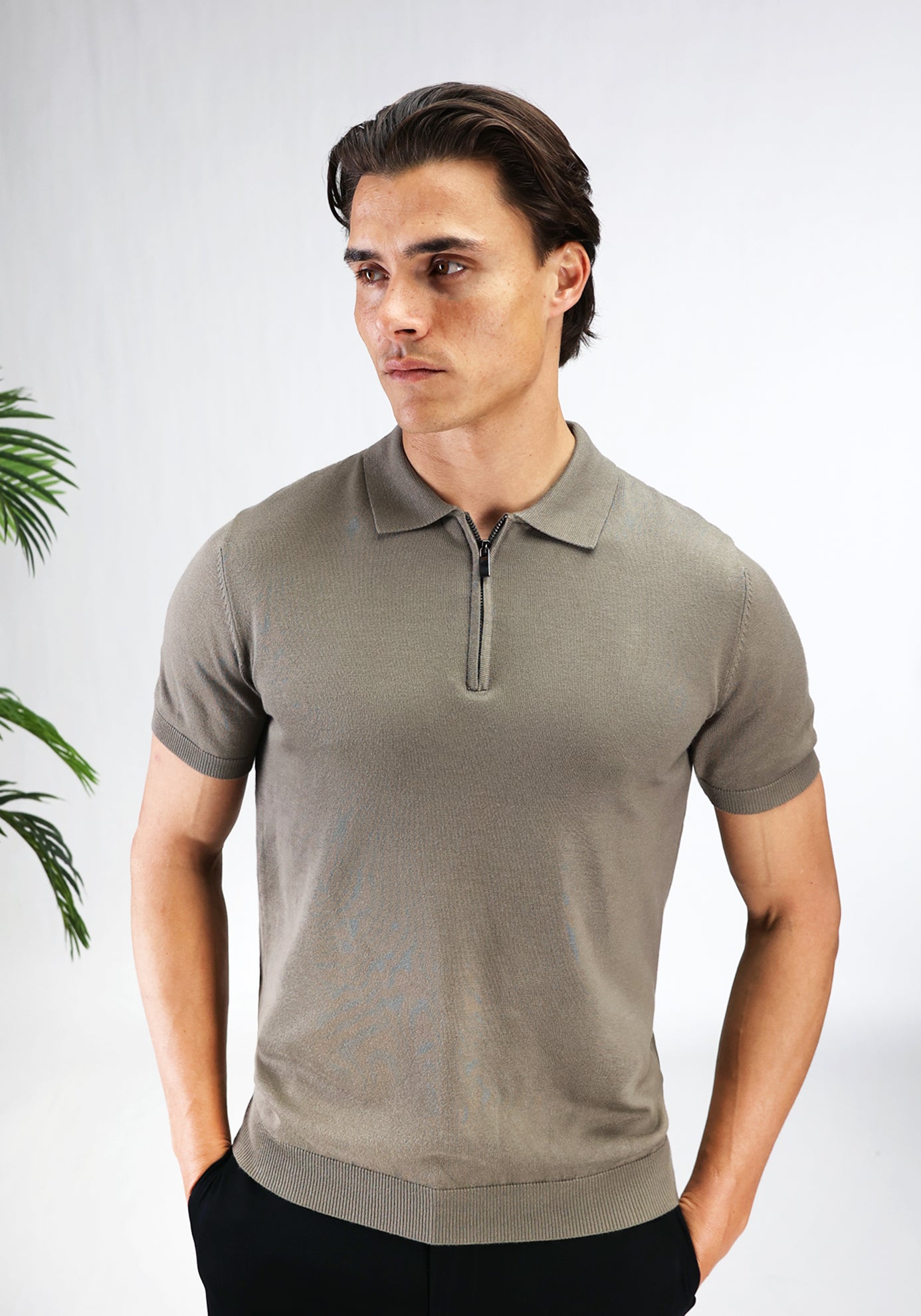Cotton District ZIP POLO T-Shirts GREEN