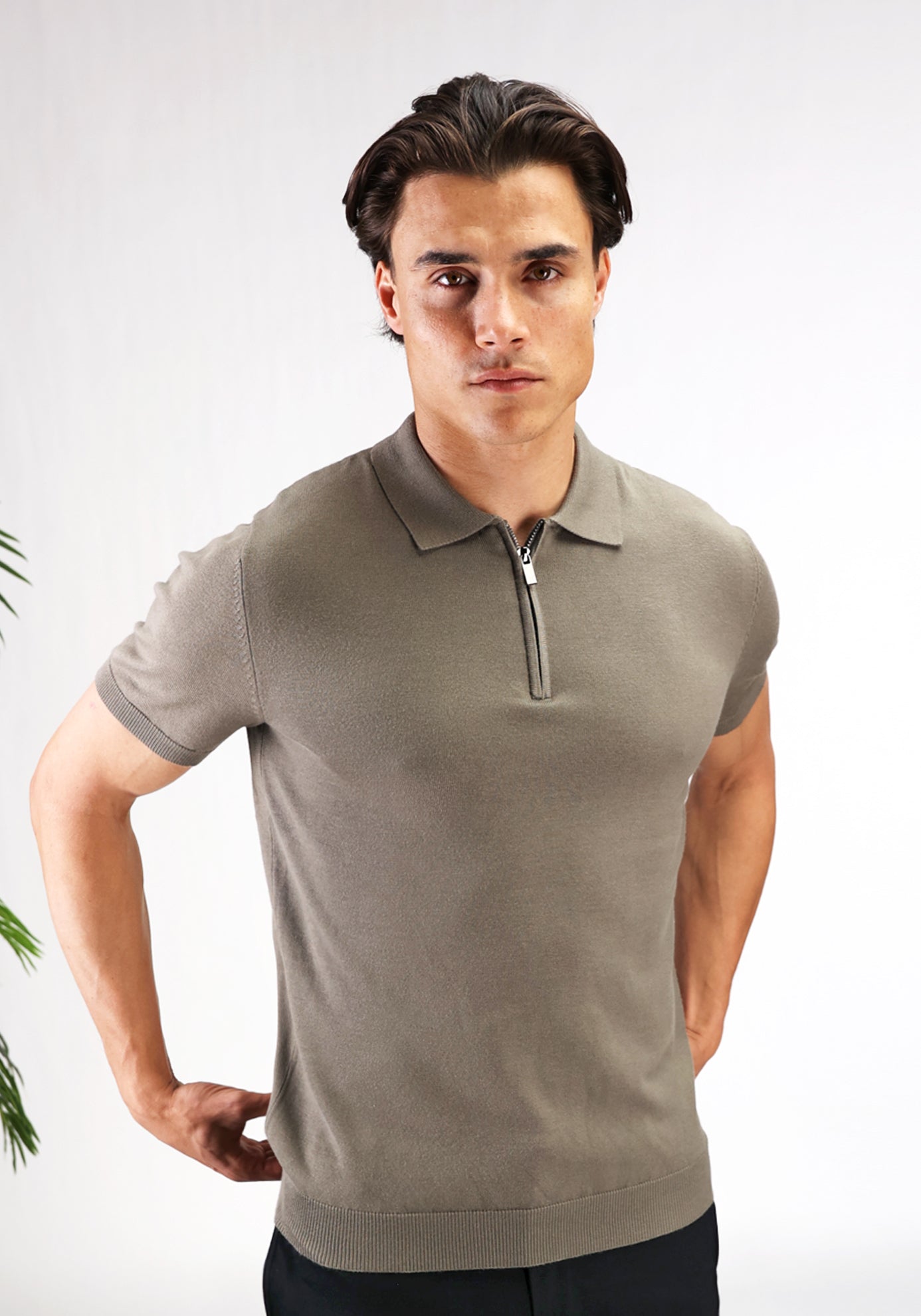 Cotton District ZIP POLO T-Shirts GREEN