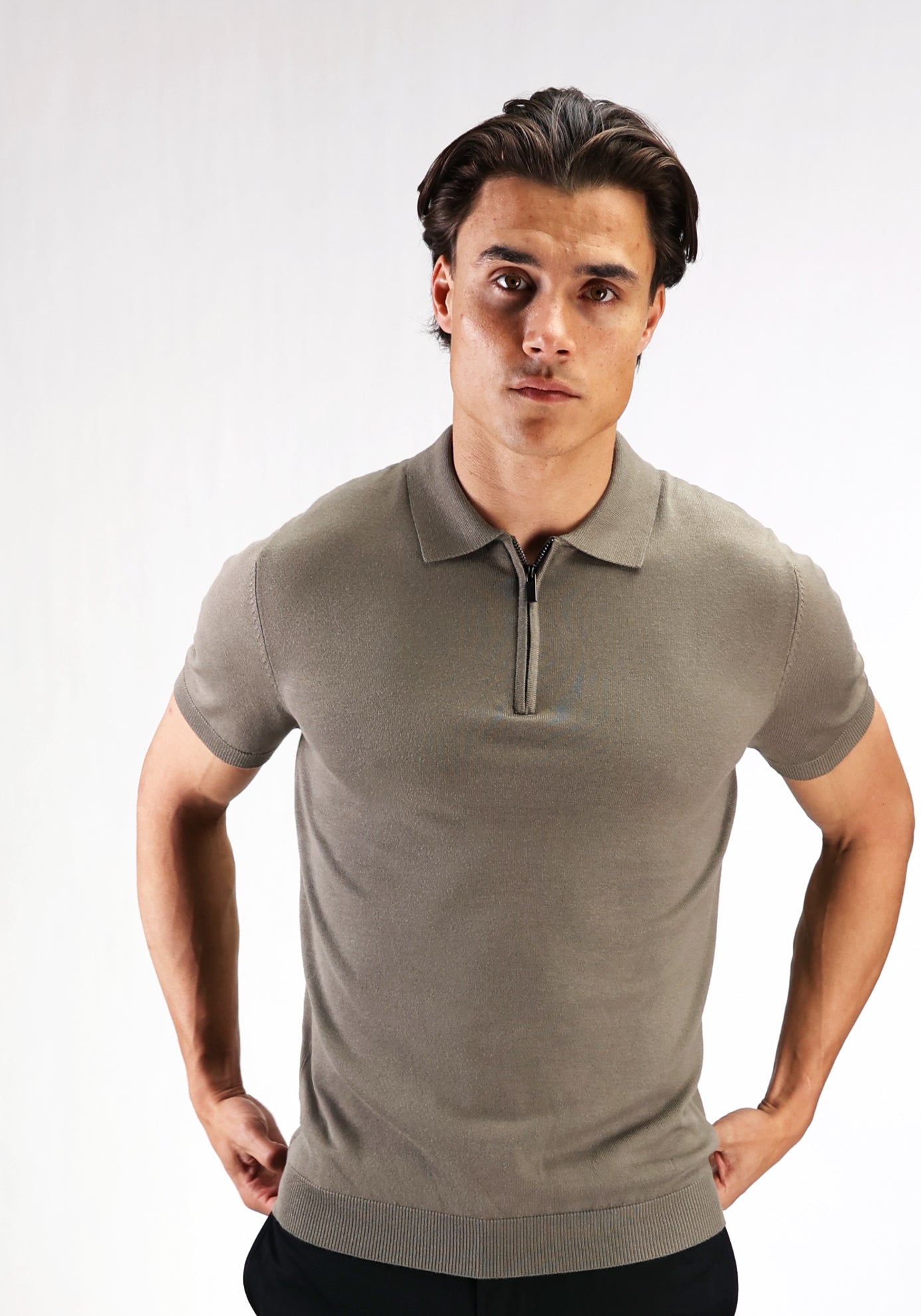 Cotton District ZIP POLO T-Shirts GREEN