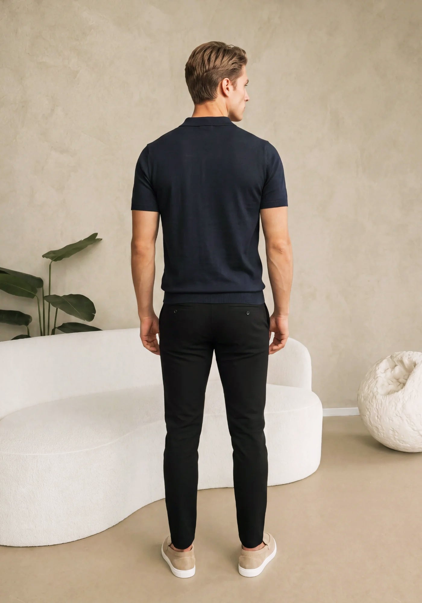 Cotton District ZIP POLO T-Shirts NAVY