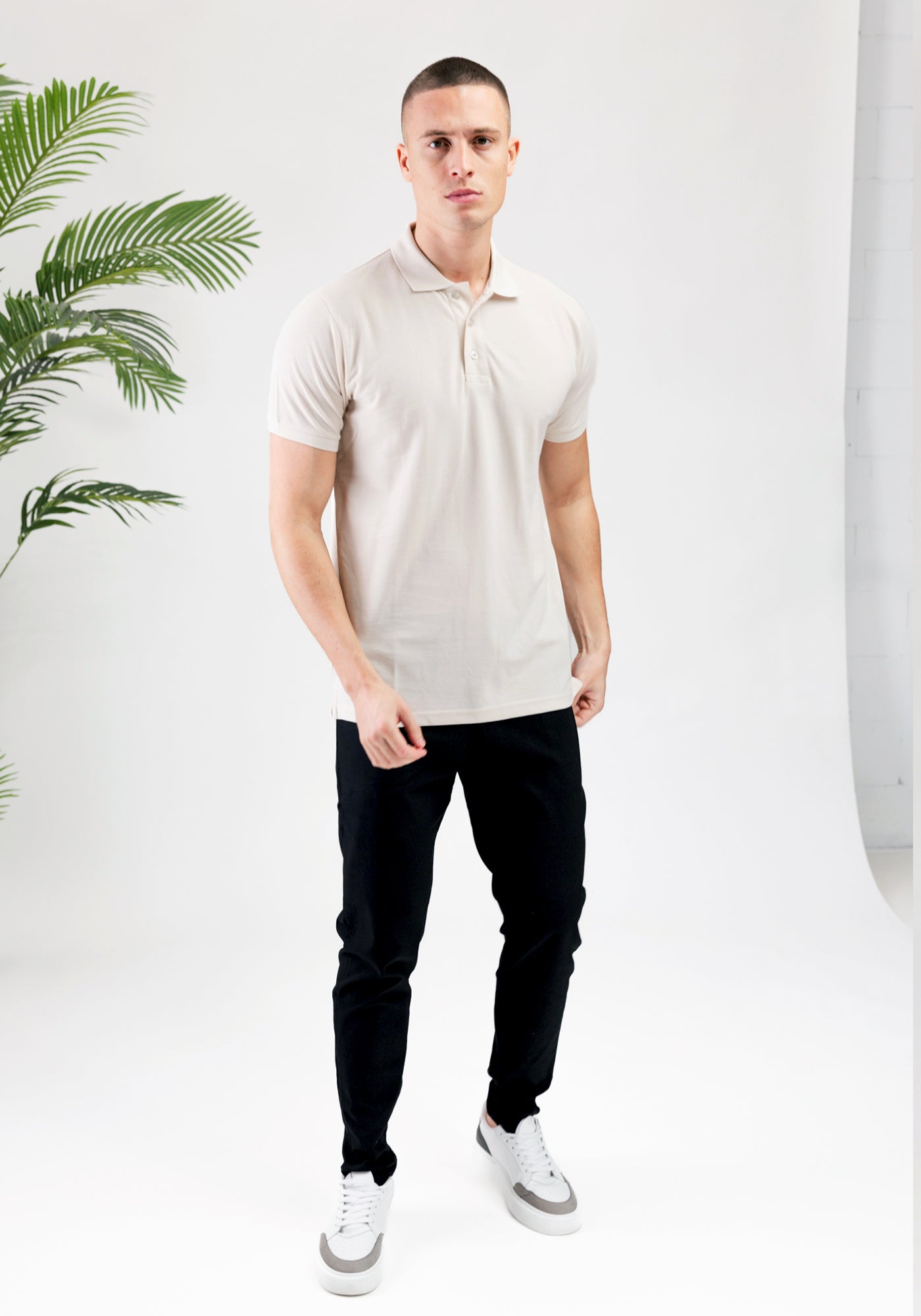 Cotton District BUTTON POLO  BEIGE
