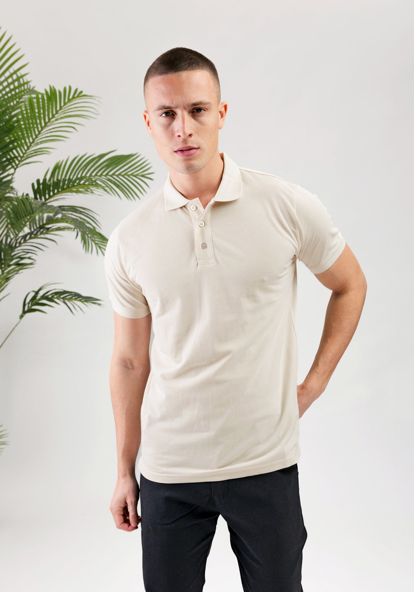Cotton District BUTTON POLO  BEIGE