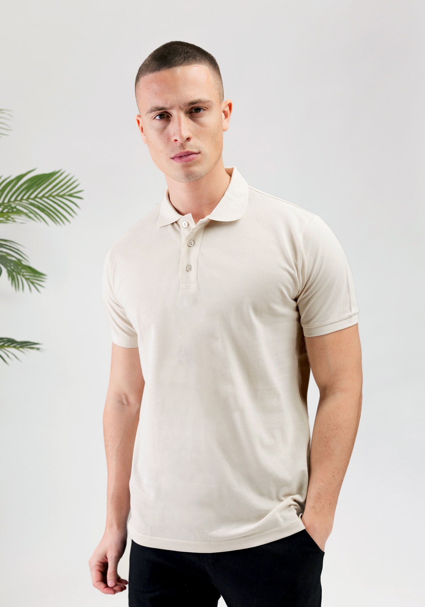 Cotton District BUTTON POLO  BEIGE