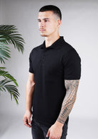 Cotton District BUTTON POLO  BLACK