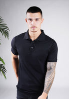 Cotton District BUTTON POLO  BLACK