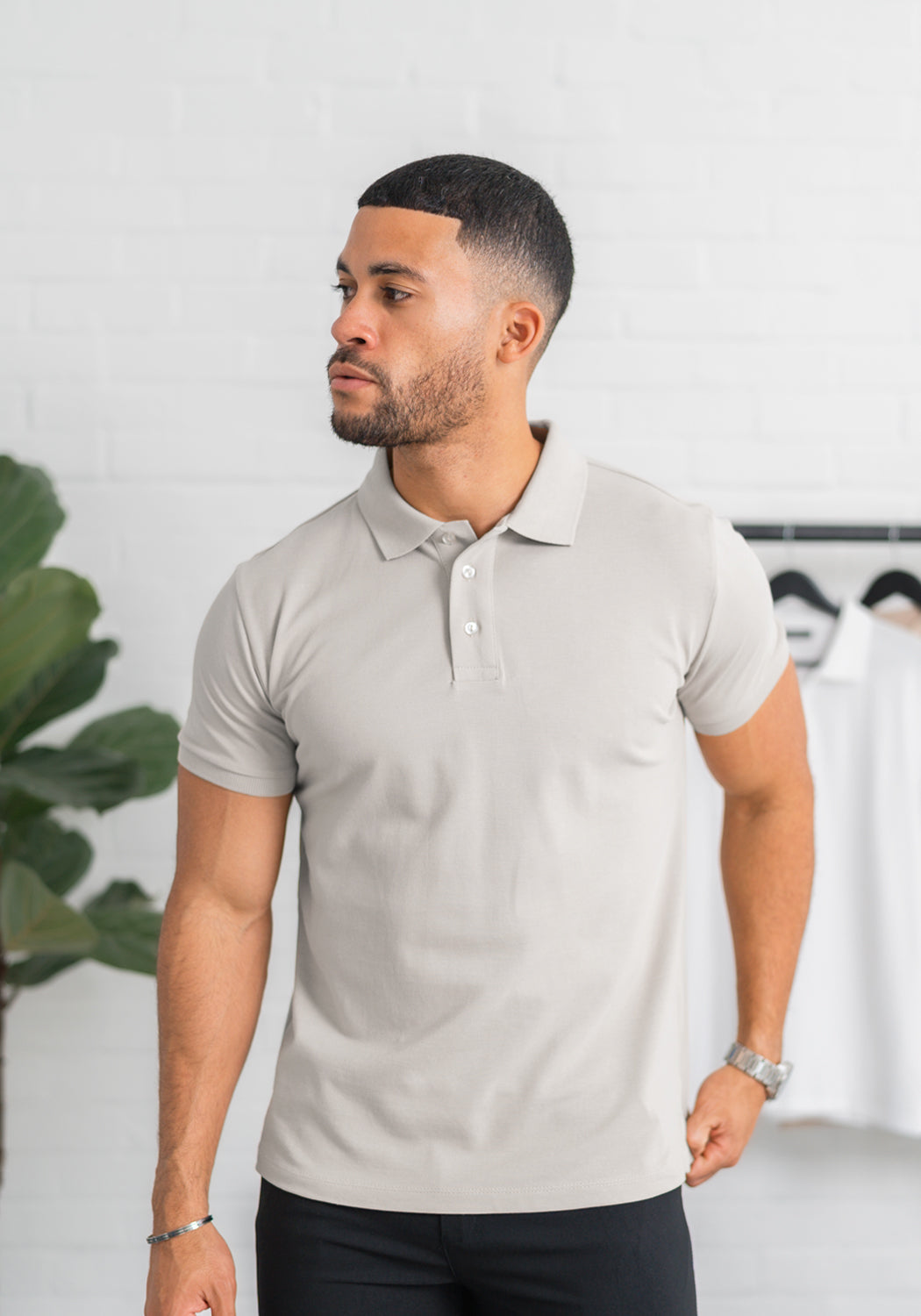 Cotton District BUTTON POLO  GREY
