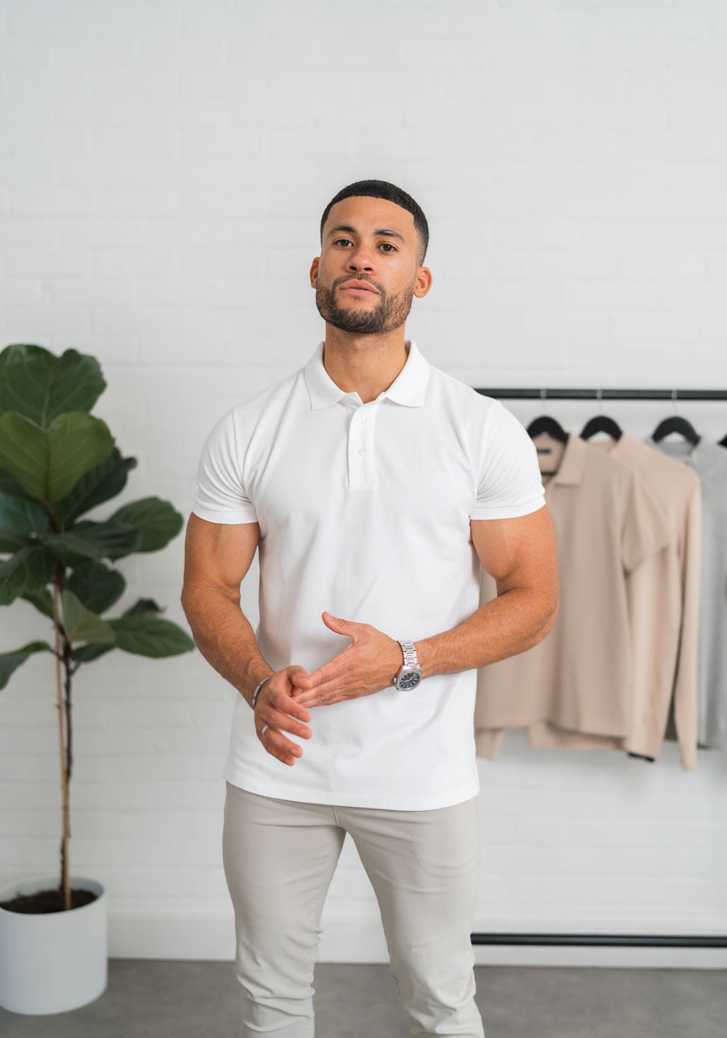 Cotton District BUTTON POLO  WHITE