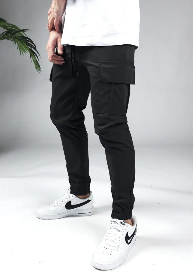 Cotton District CARGO PANTS BLACK  BLACK