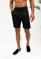Cotton District CASUAL CLUB PLEATED CHINO SHORTS Shorts BLACK