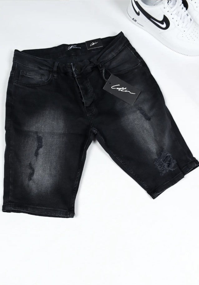 Cotton District CHARK DENIM SHORTS  DARK GREY
