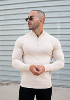 Cotton District COTTON HALF ZIP  BEIGE